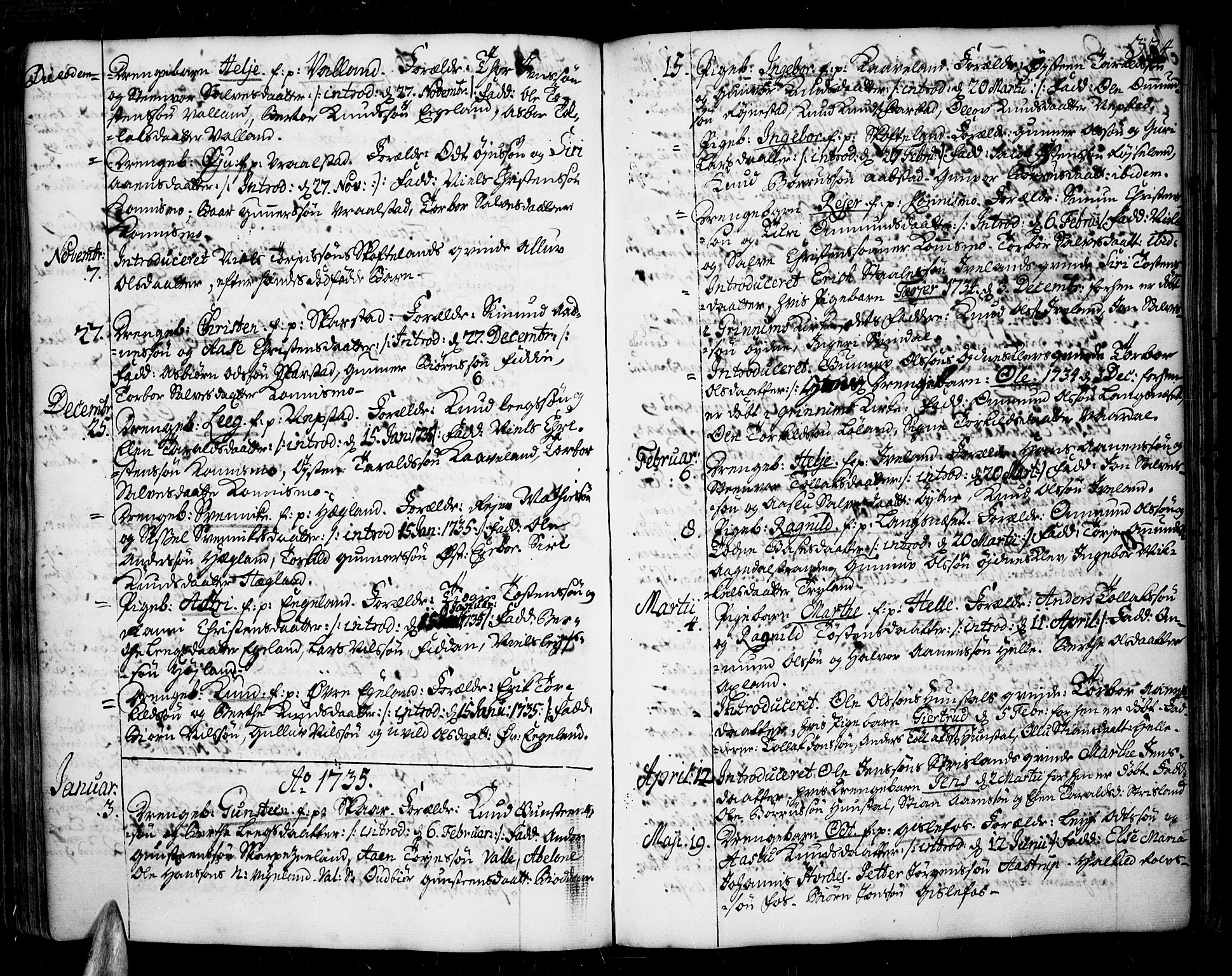 Sør-Audnedal sokneprestkontor, AV/SAK-1111-0039/F/Fa/Fab/L0001: Parish register (official) no. A 1 /4, 1726-1774, p. 324