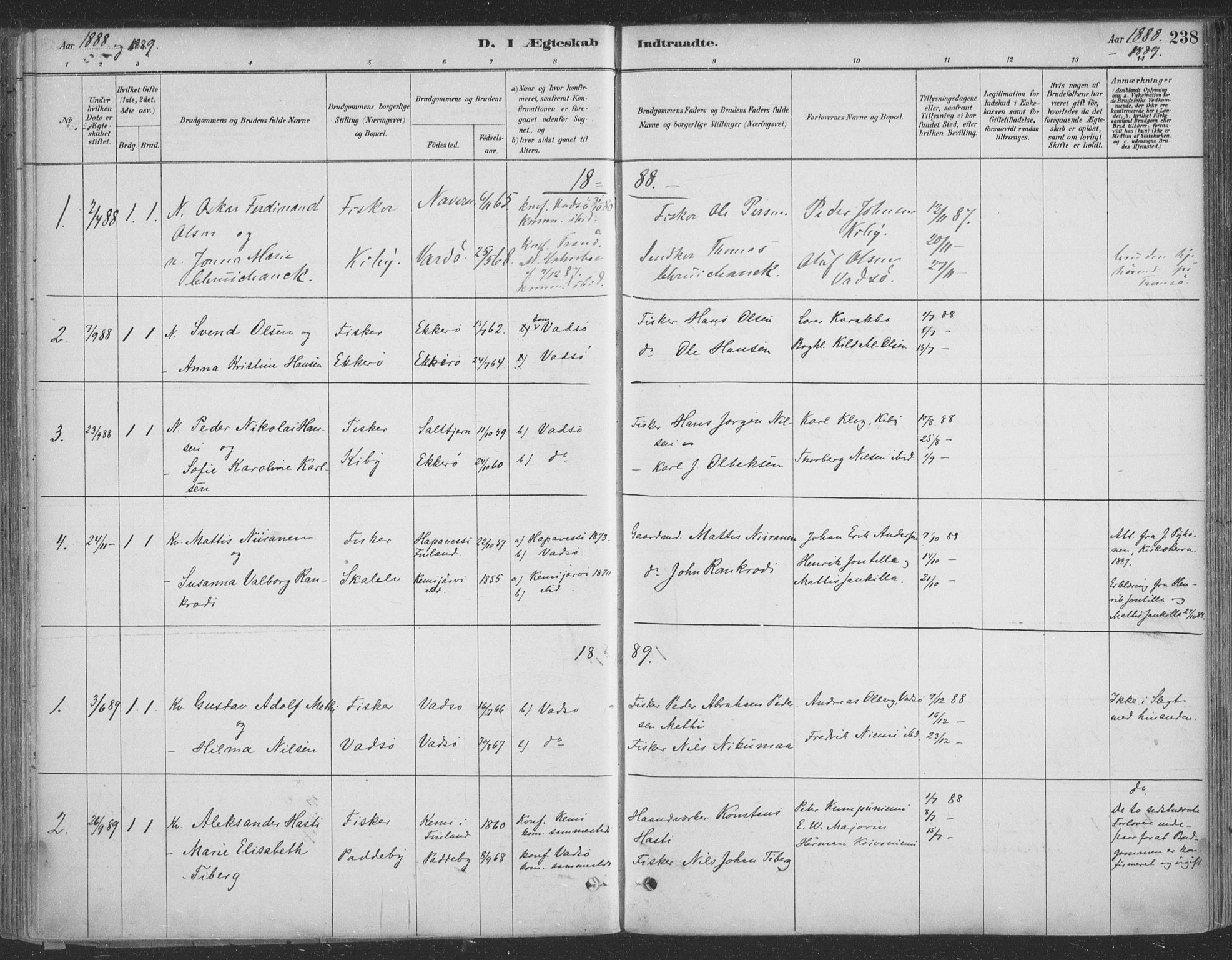 Vadsø sokneprestkontor, SATØ/S-1325/H/Ha/L0009kirke: Parish register (official) no. 9, 1881-1917, p. 238