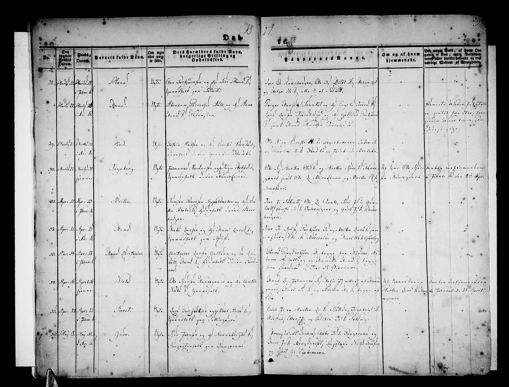 Strandebarm sokneprestembete, AV/SAB-A-78401/H/Haa: Parish register (official) no. A 6, 1826-1843, p. 9