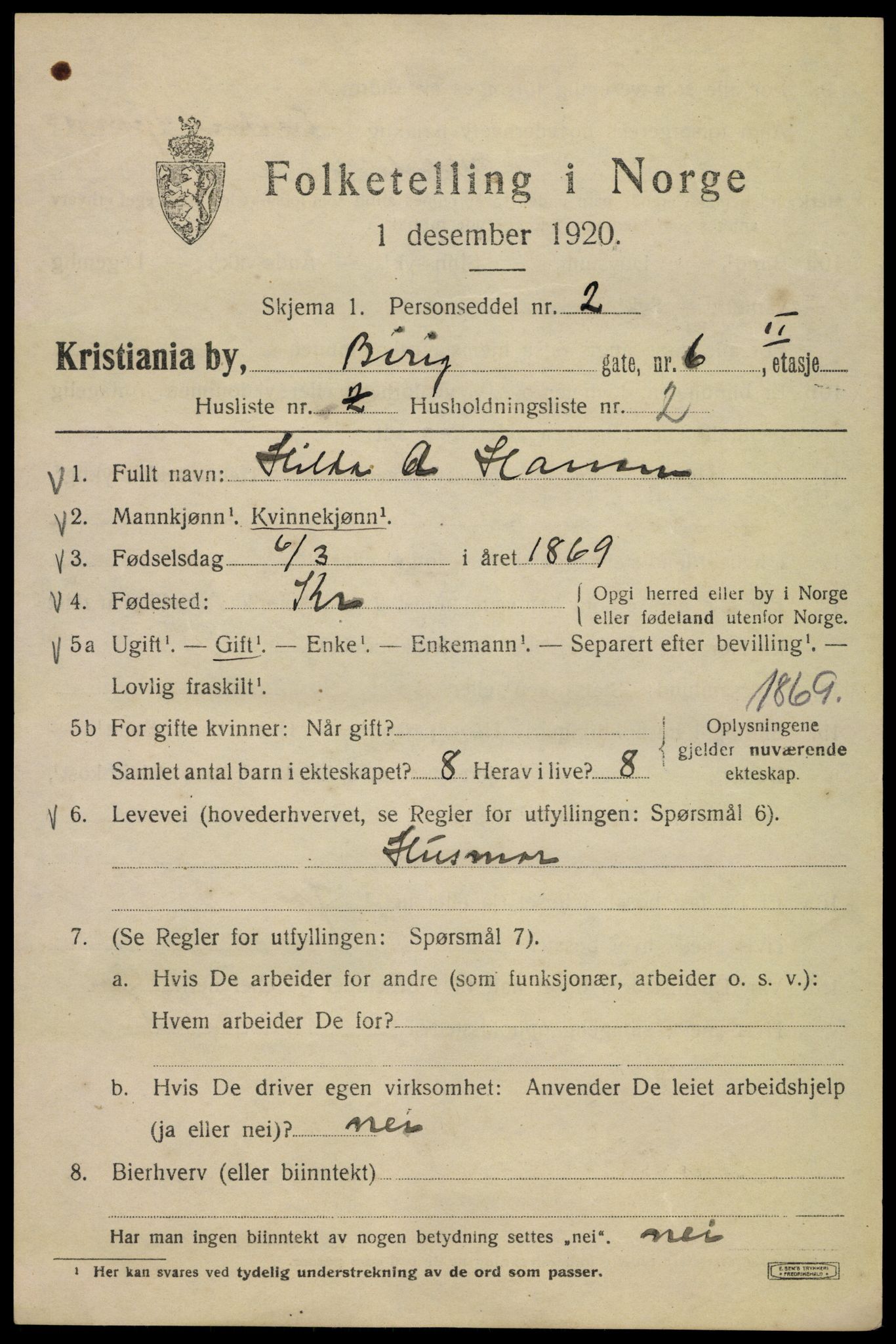 SAO, 1920 census for Kristiania, 1920, p. 155969