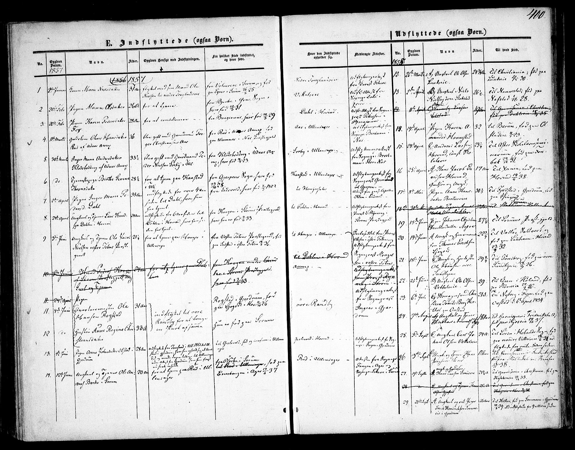 Ullensaker prestekontor Kirkebøker, SAO/A-10236a/F/Fa/L0015.b: Parish register (official) no. I 15B, 1851-1862, p. 400
