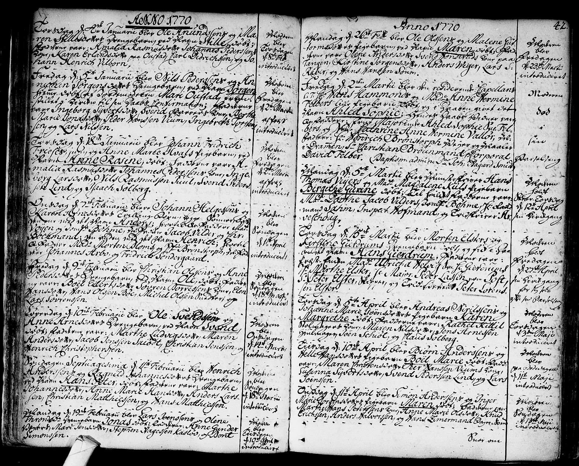 Strømsø kirkebøker, AV/SAKO-A-246/F/Fa/L0009: Parish register (official) no. I 9, 1752-1791, p. 42