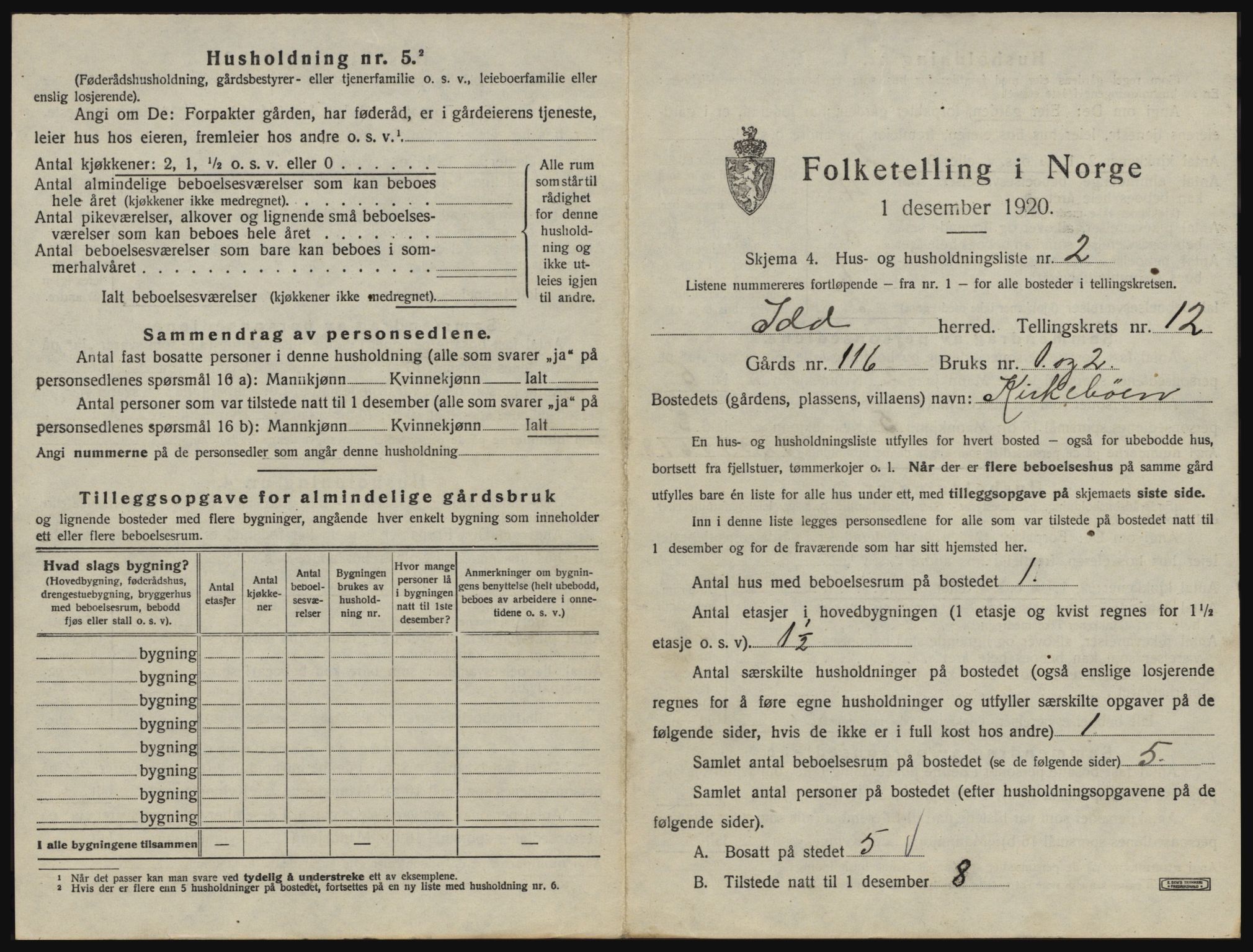 SAO, 1920 census for Idd, 1920, p. 1608