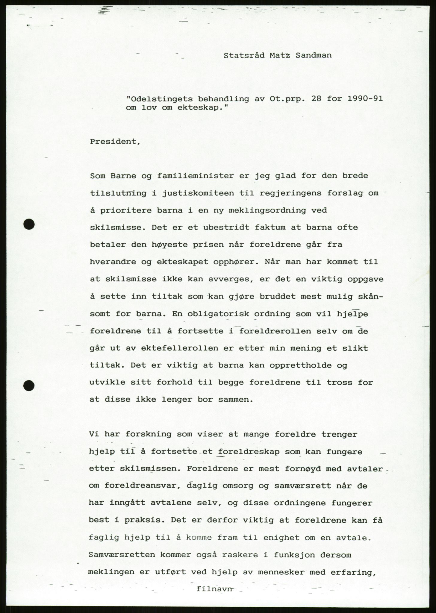 Det Norske Forbundet av 1948/Landsforeningen for Lesbisk og Homofil Frigjøring, AV/RA-PA-1216/D/Da/L0001: Partnerskapsloven, 1990-1993, p. 261