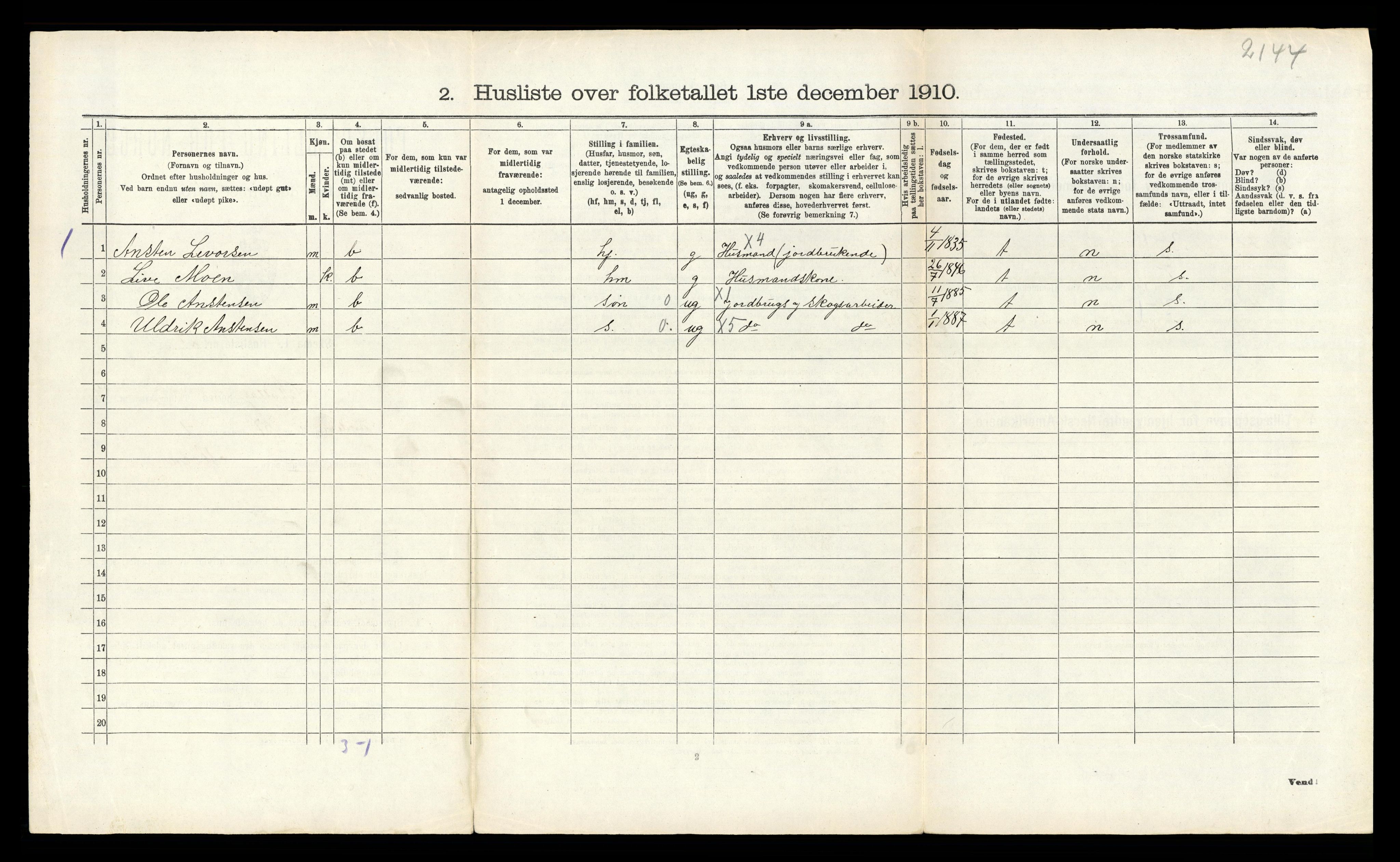 RA, 1910 census for Rollag, 1910, p. 158