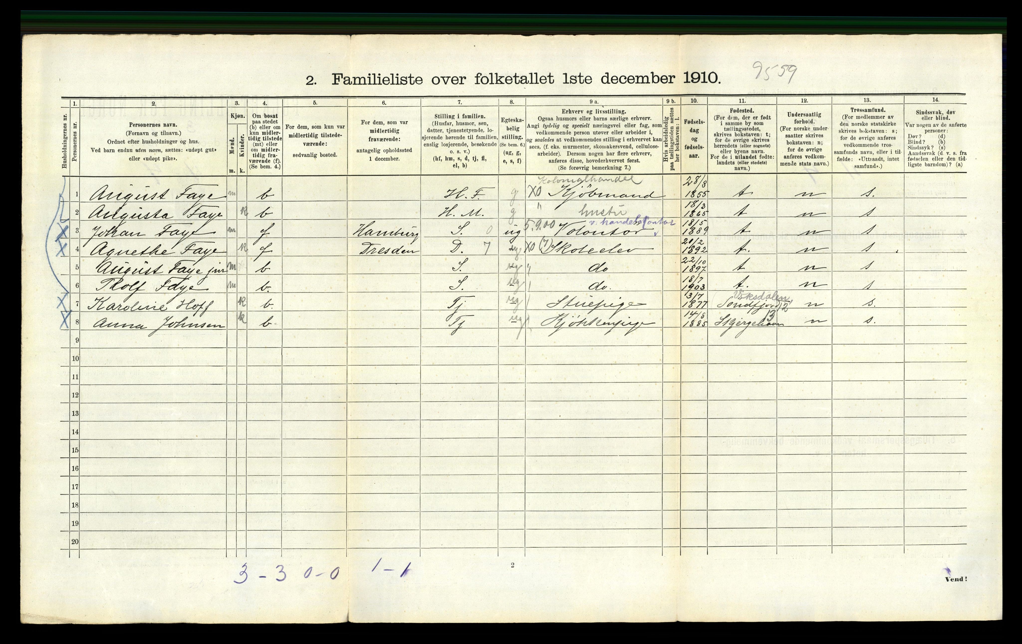 RA, 1910 census for Bergen, 1910, p. 1892