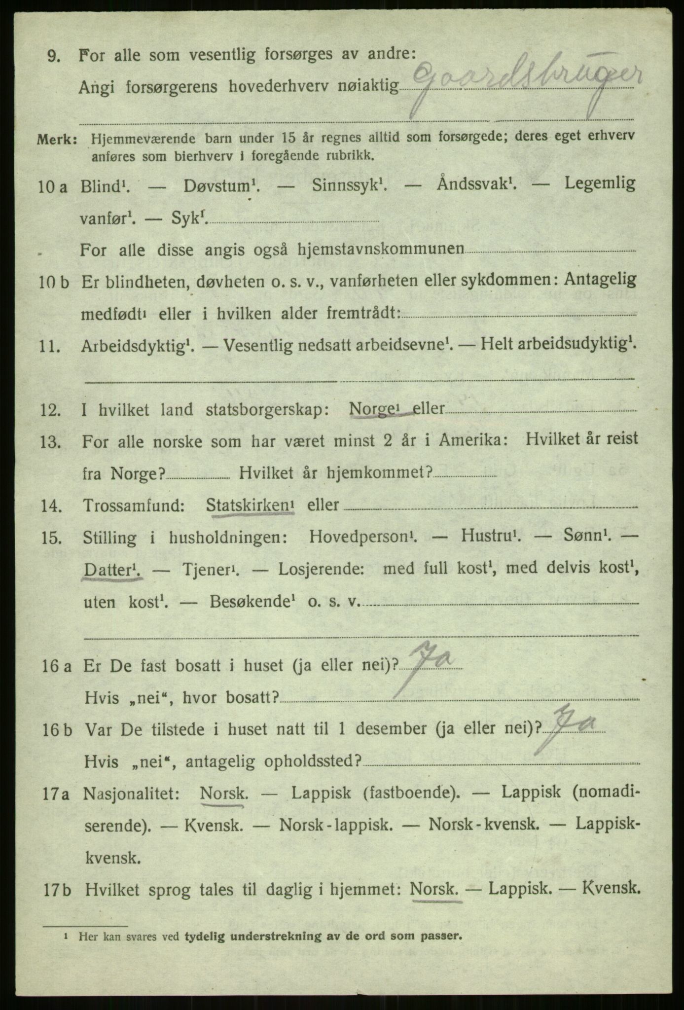 SATØ, 1920 census for Balsfjord, 1920, p. 4151