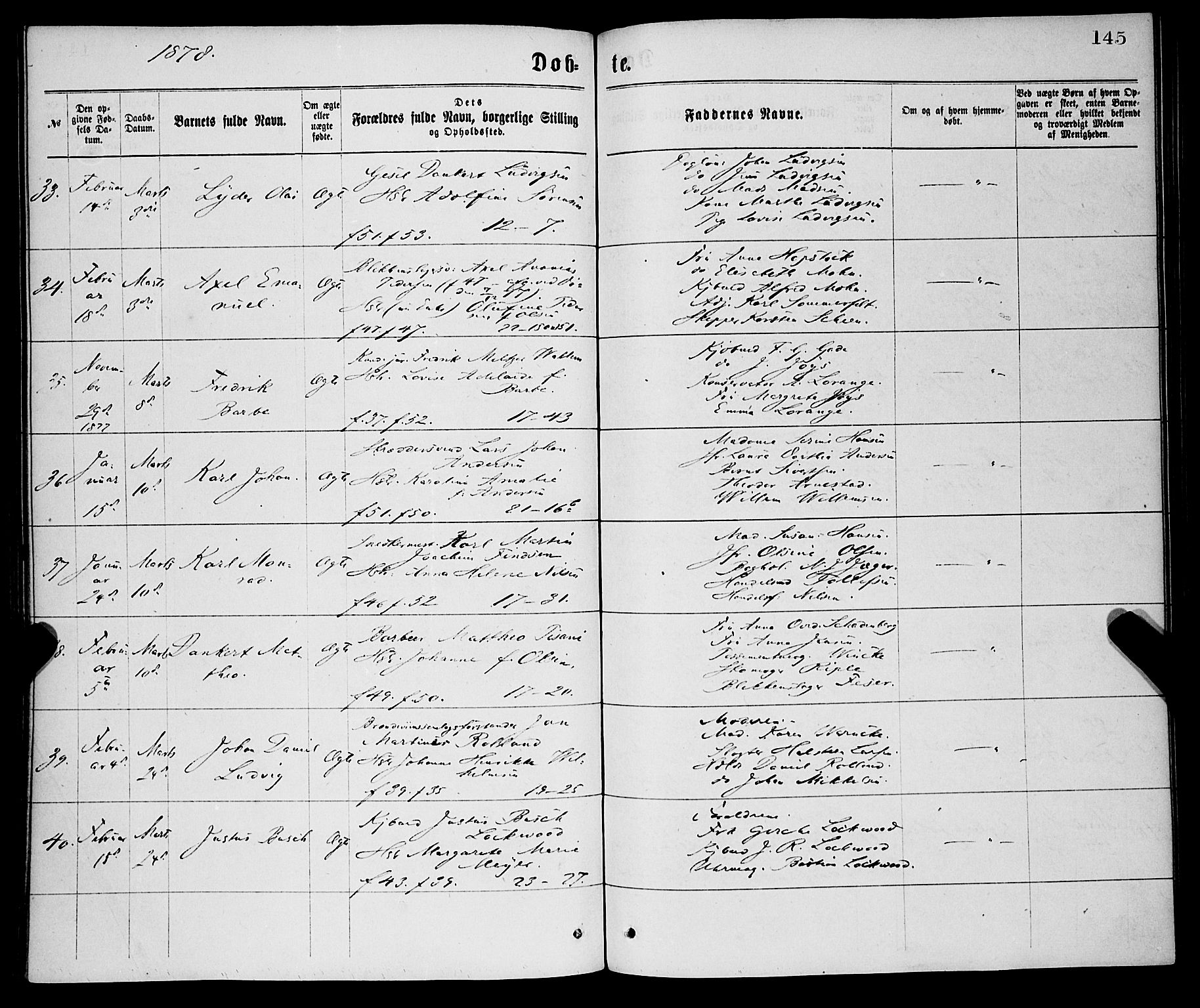 Korskirken sokneprestembete, AV/SAB-A-76101/H/Haa/L0020: Parish register (official) no. B 6, 1871-1878, p. 145