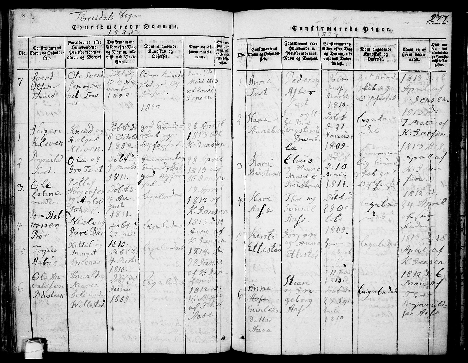 Drangedal kirkebøker, SAKO/A-258/F/Fa/L0005: Parish register (official) no. 5 /2, 1814-1831, p. 277