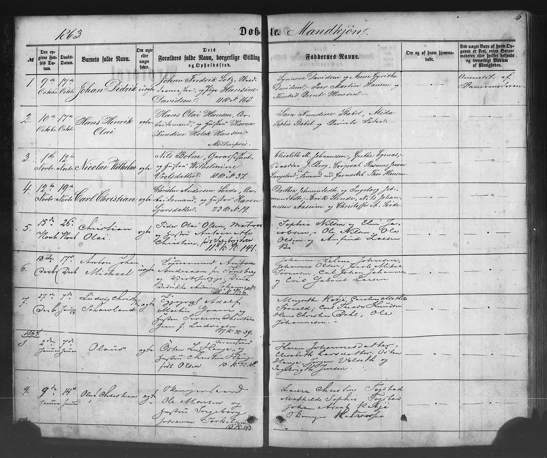 Fødselsstiftelsens sokneprestembete*, SAB/-: Parish register (official) no. A 1, 1863-1883, p. 6