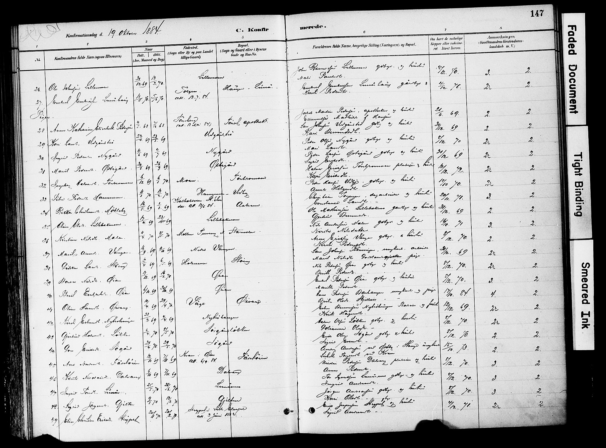 Tynset prestekontor, SAH/PREST-058/H/Ha/Haa/L0022: Parish register (official) no. 22, 1880-1899, p. 147