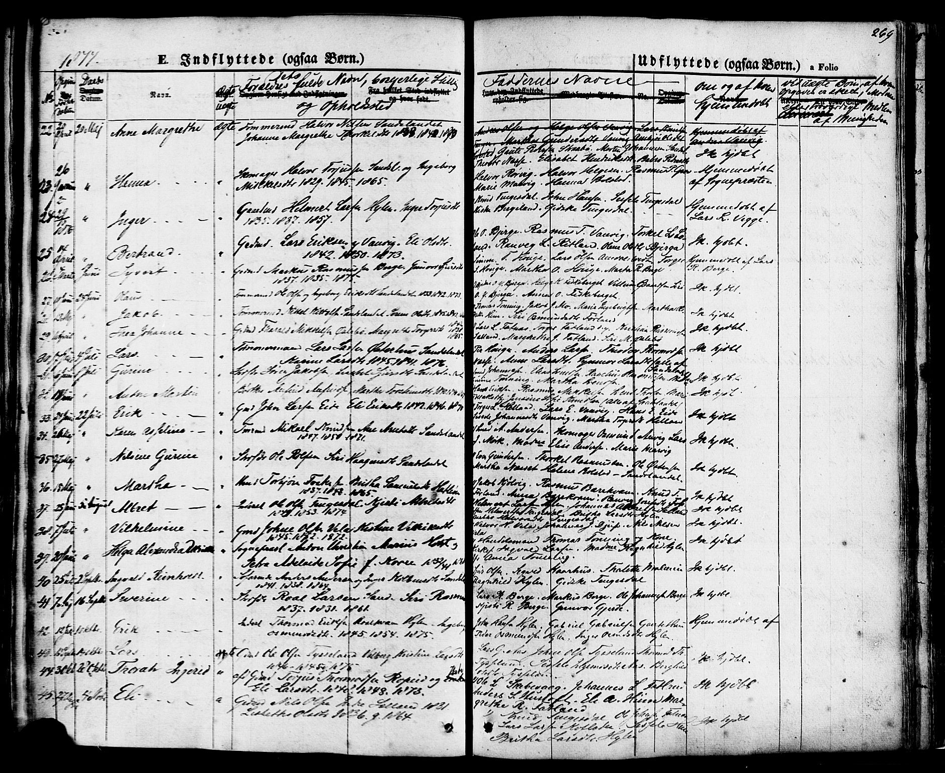 Sand sokneprestkontor, AV/SAST-A-101848/01/III/L0003: Parish register (official) no. A 3, 1854-1879, p. 269