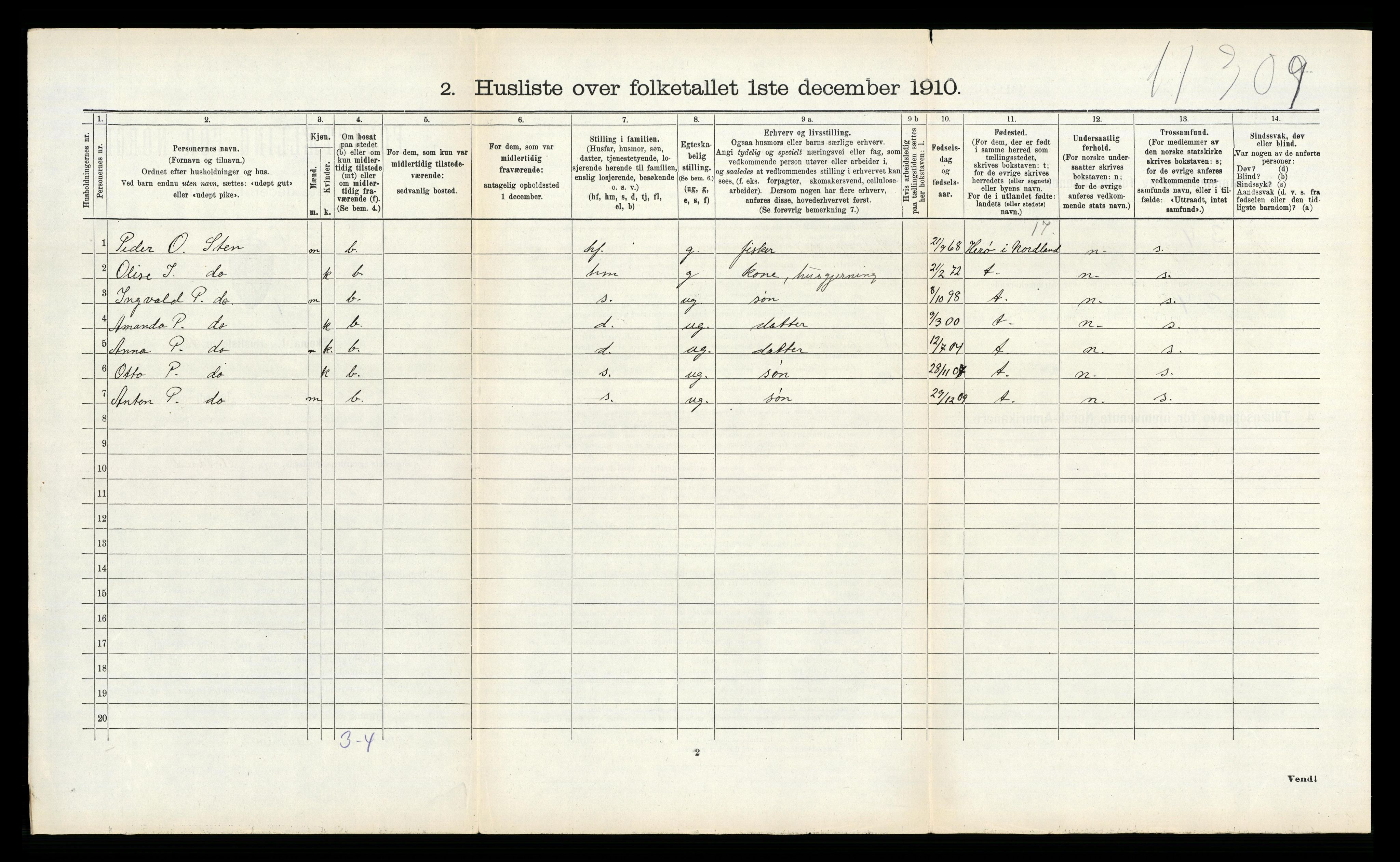 RA, 1910 census for Bremsnes, 1910, p. 715