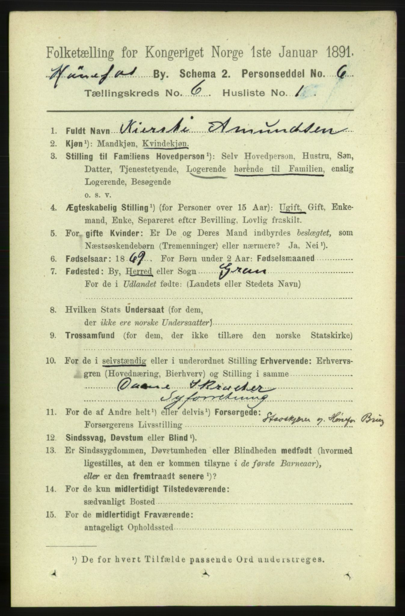 RA, 1891 census for 0601 Hønefoss, 1891, p. 1017