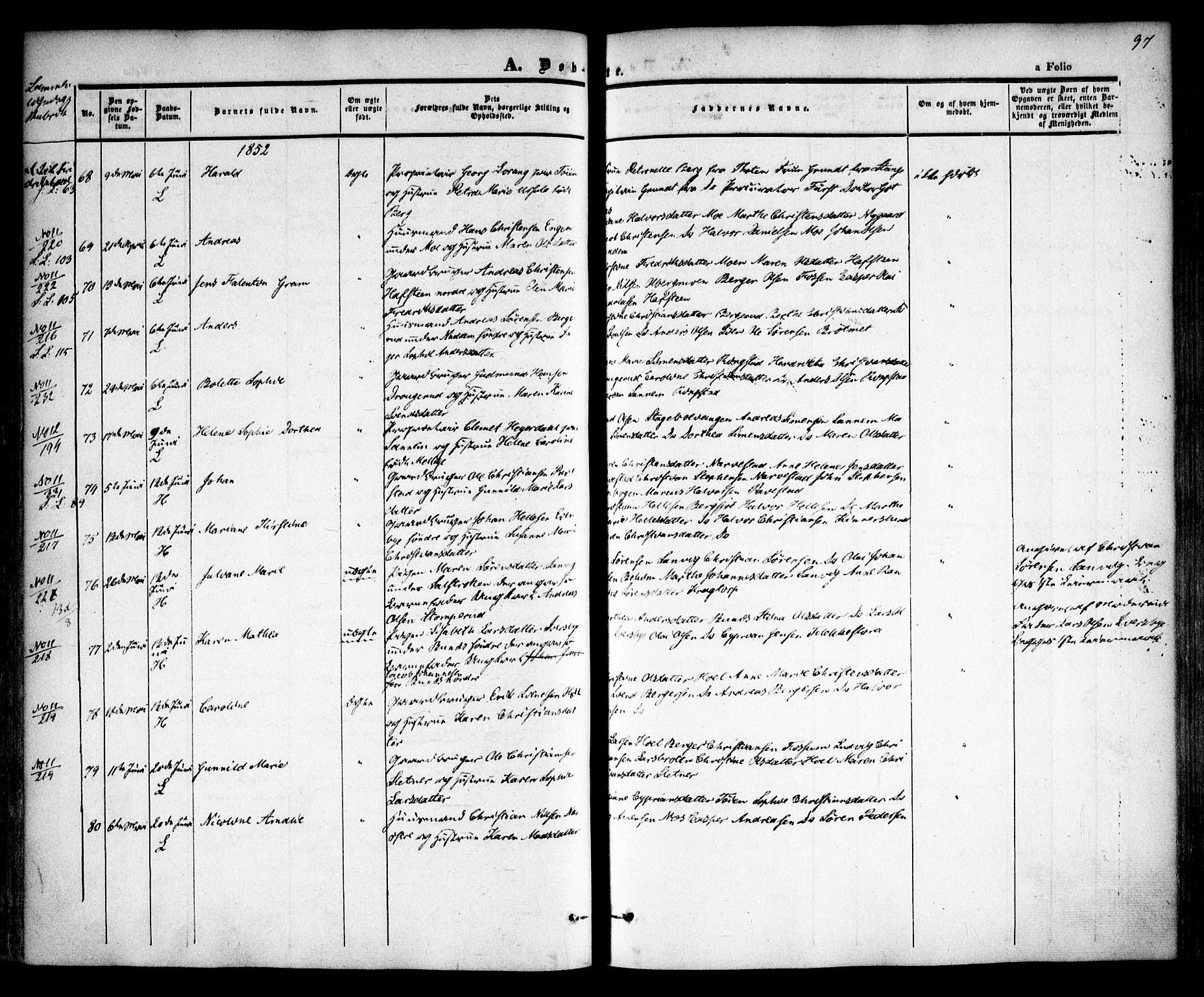 Høland prestekontor Kirkebøker, AV/SAO-A-10346a/F/Fa/L0009: Parish register (official) no. I 9, 1846-1853, p. 97