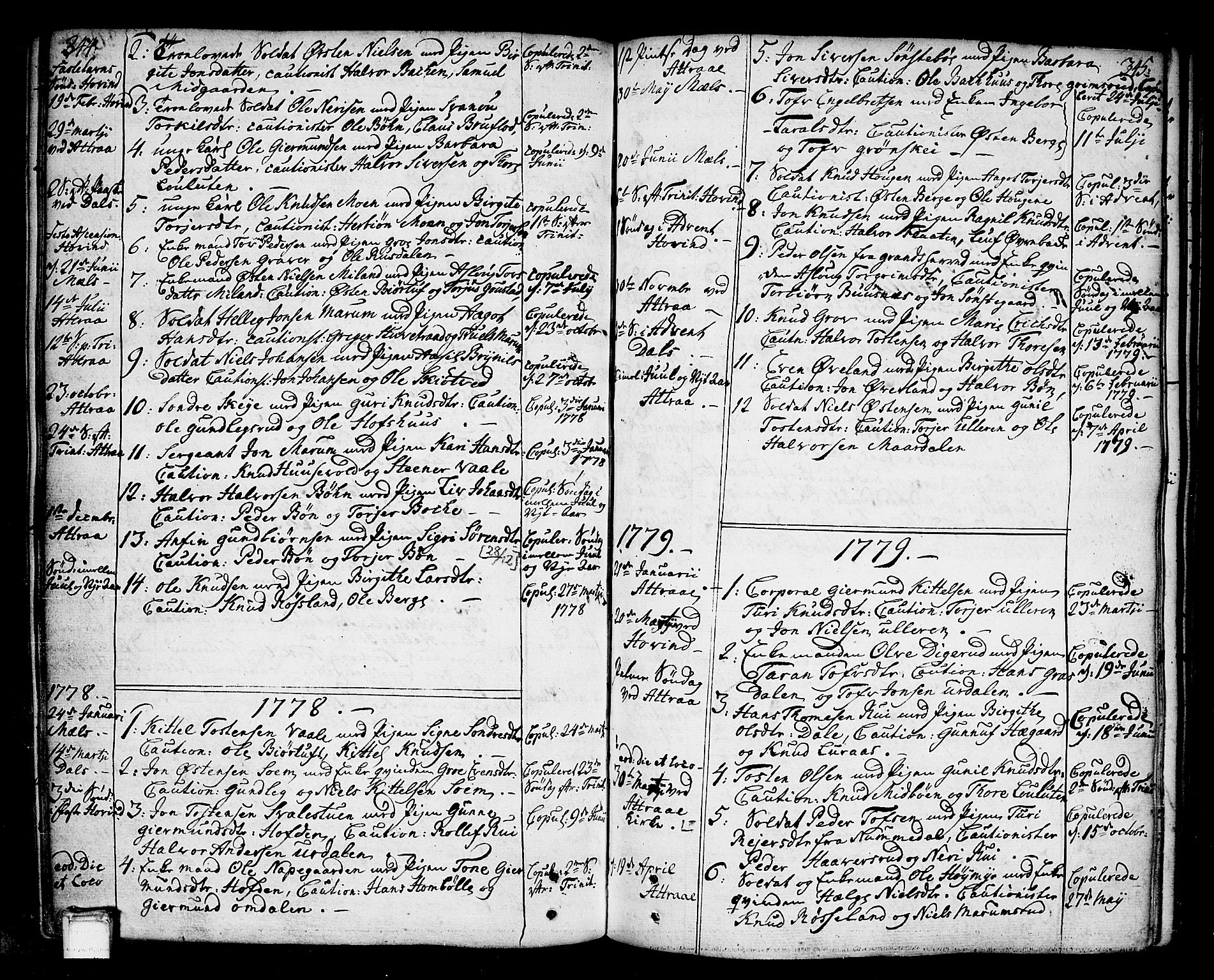 Tinn kirkebøker, AV/SAKO-A-308/F/Fa/L0002: Parish register (official) no. I 2, 1757-1810, p. 344-345