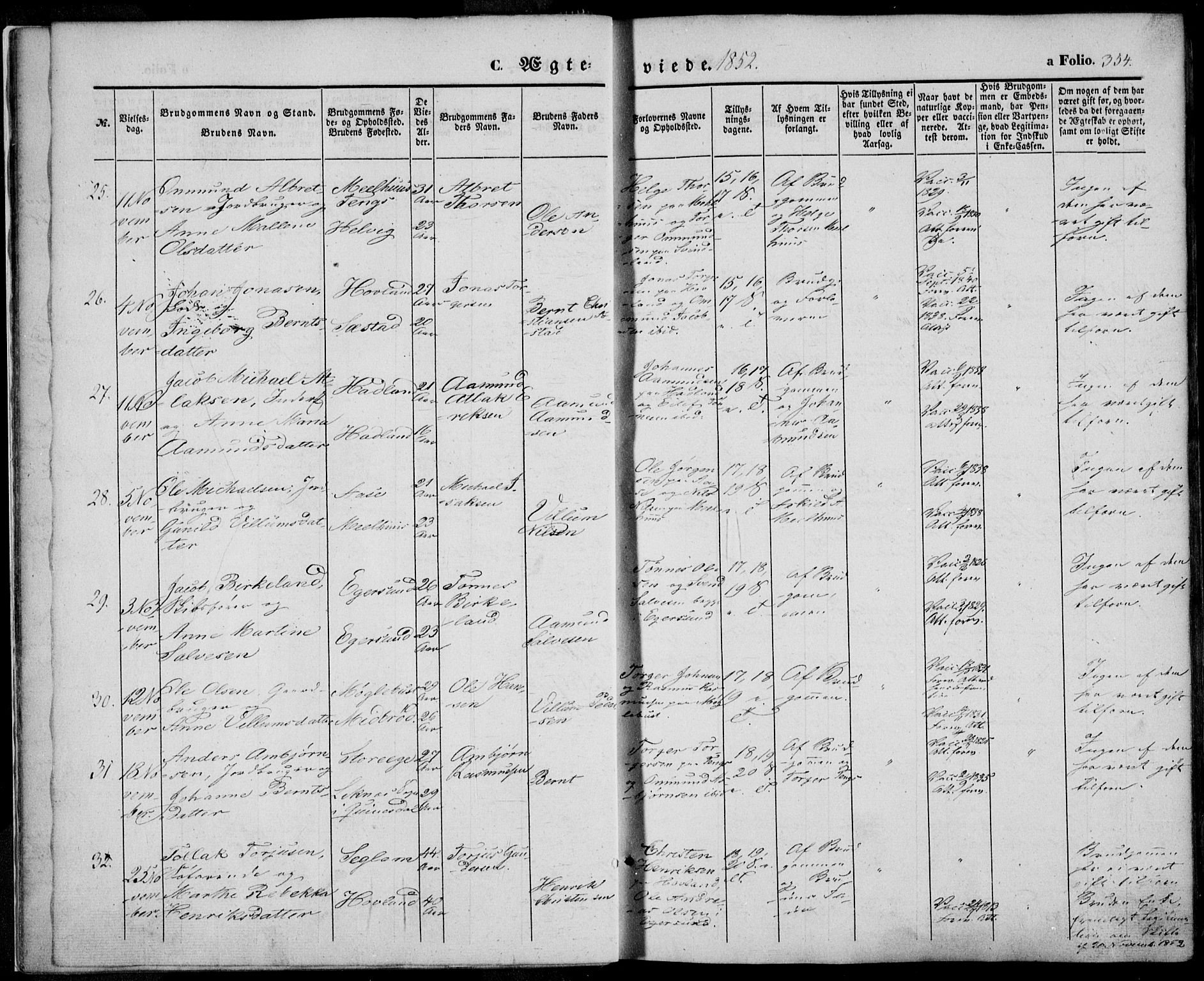 Eigersund sokneprestkontor, SAST/A-101807/S08/L0013: Parish register (official) no. A 12.2, 1850-1865, p. 354