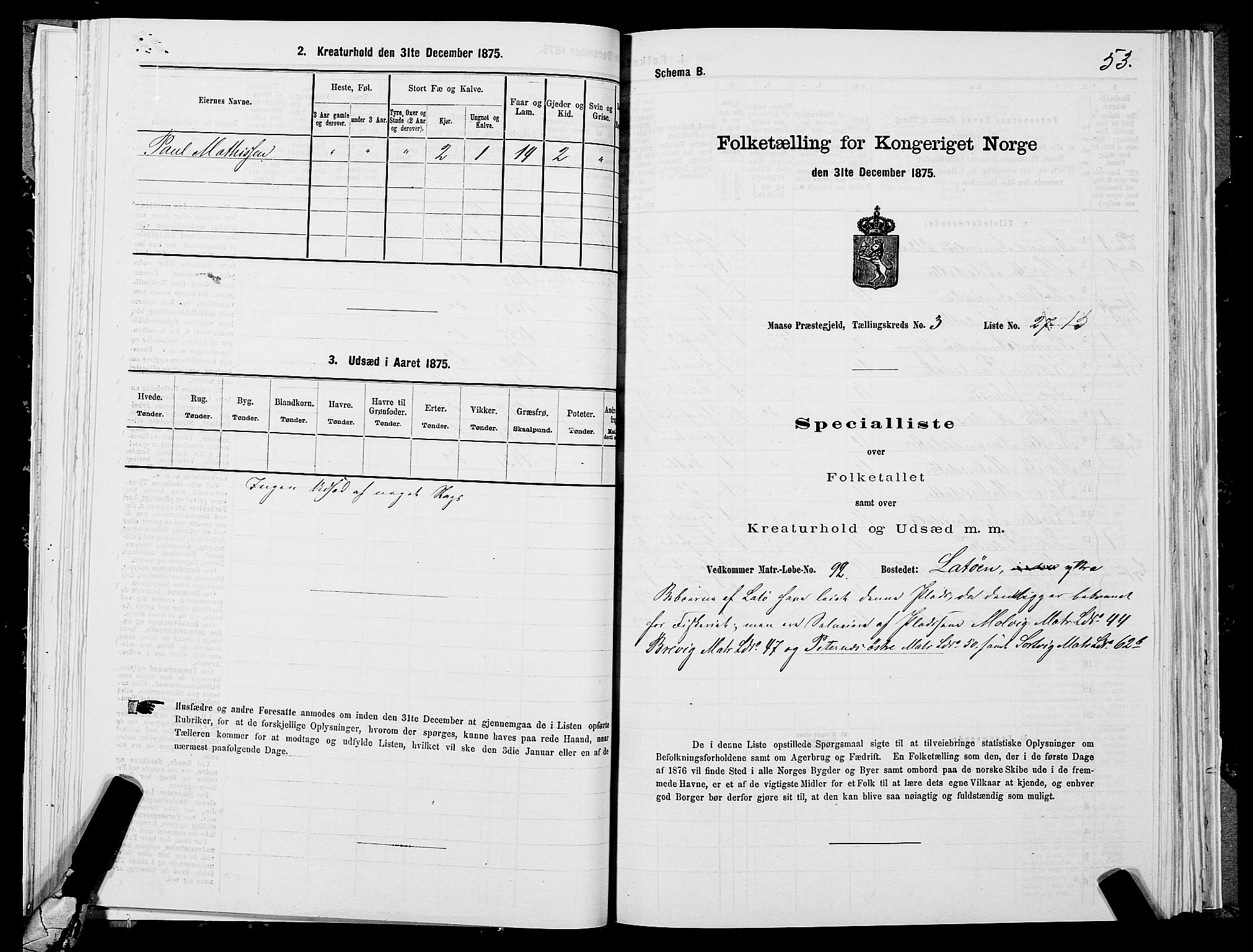 SATØ, 1875 census for 2018P Måsøy, 1875, p. 1053