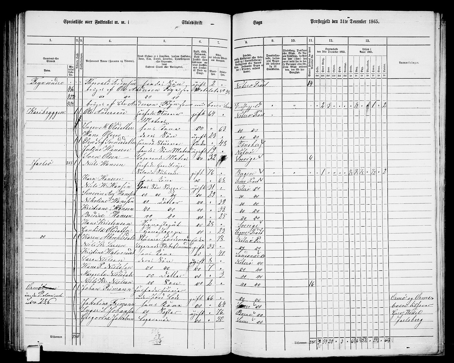 RA, 1865 census for Nøtterøy, 1865, p. 190