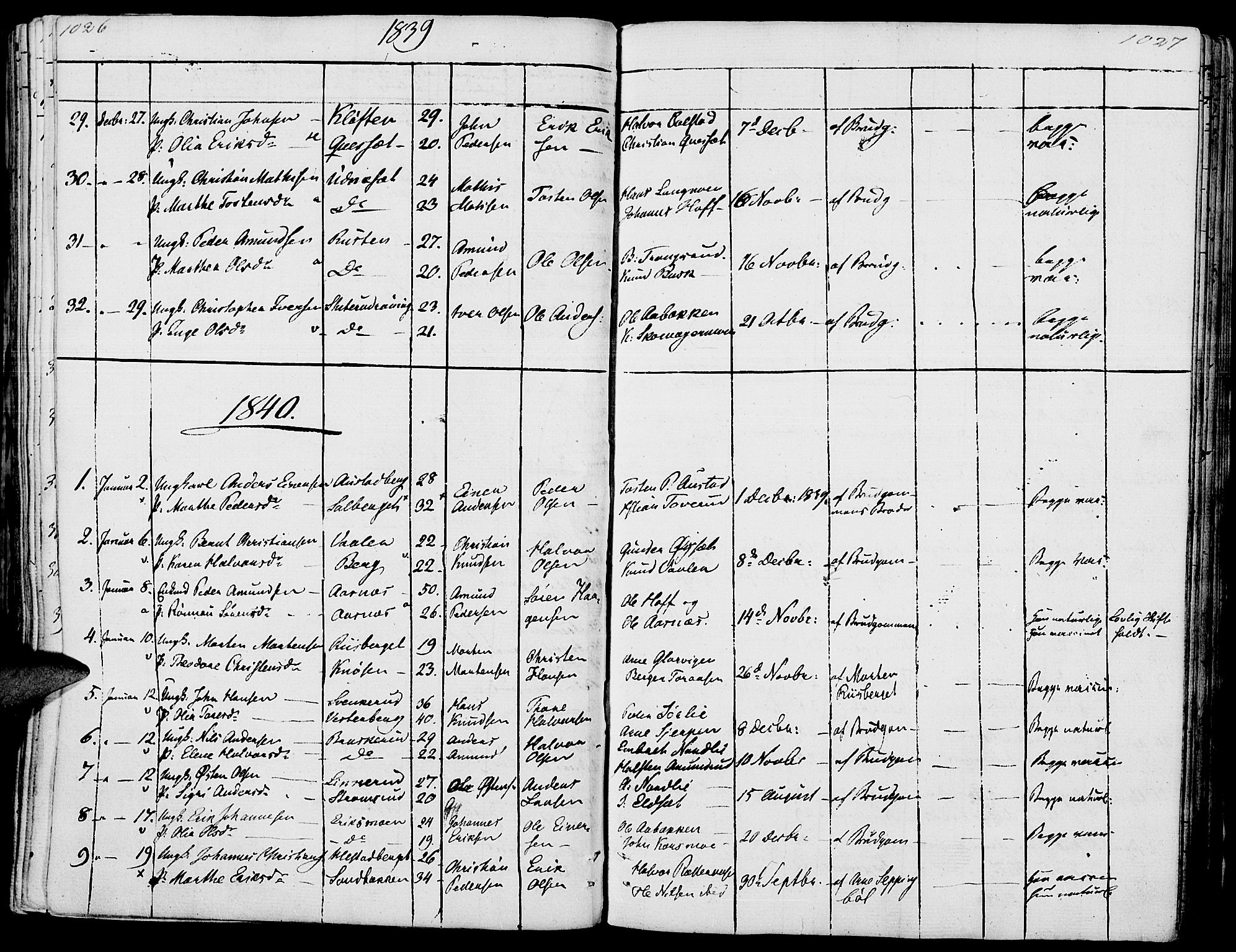Hof prestekontor, SAH/PREST-038/H/Ha/Haa/L0006: Parish register (official) no. 6, 1822-1841, p. 1026-1027