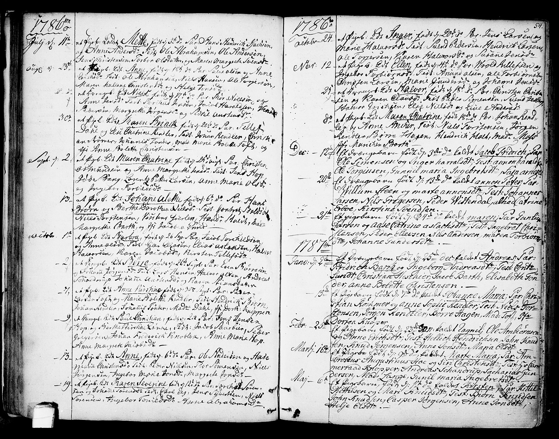 Kragerø kirkebøker, SAKO/A-278/F/Fa/L0002: Parish register (official) no. 2, 1767-1802, p. 54