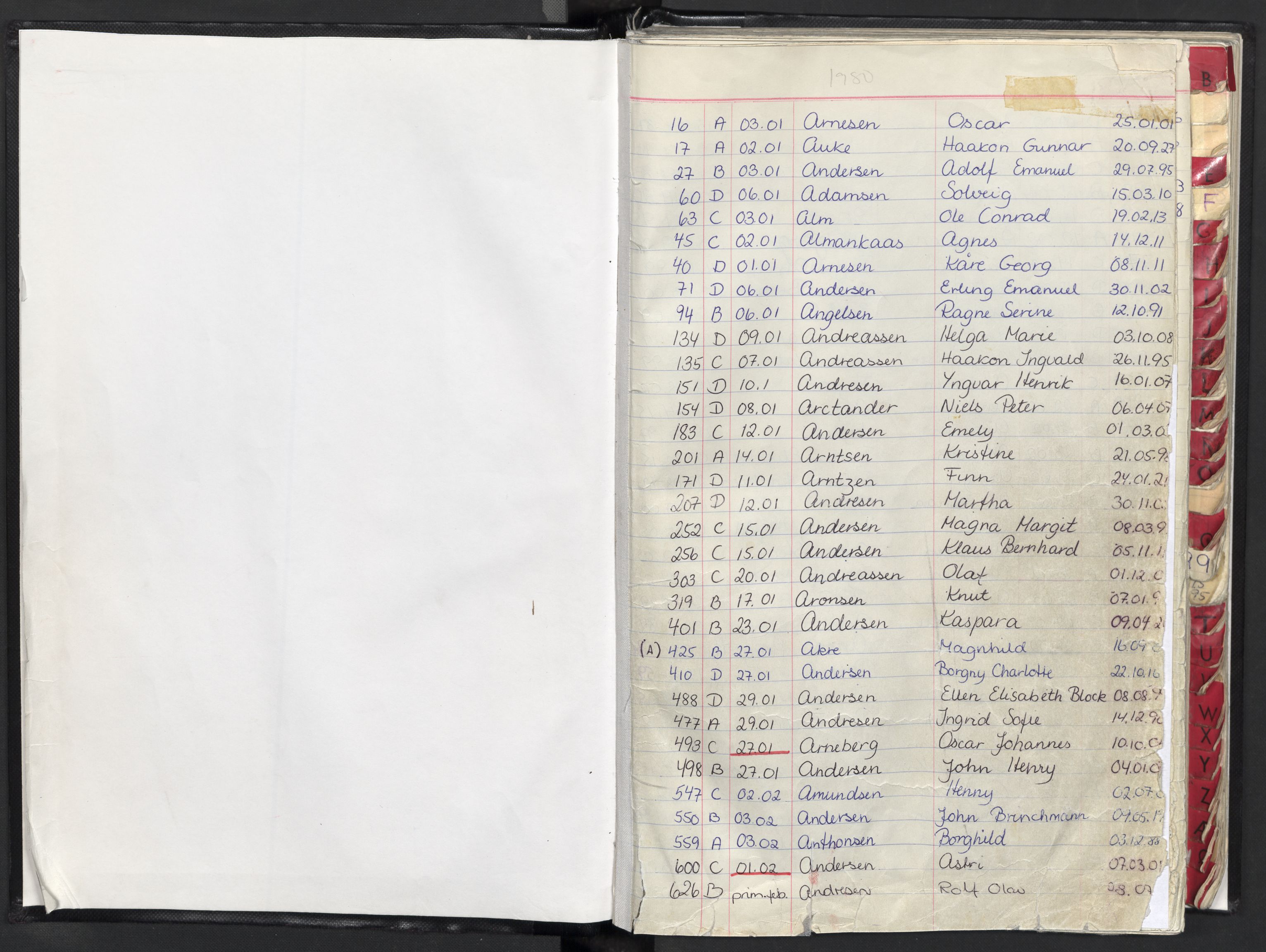 Oslo skifterett, AV/SAO-A-10383/F/Fa/Faa/L0080: Navneregister dødsfallssaker, 1980