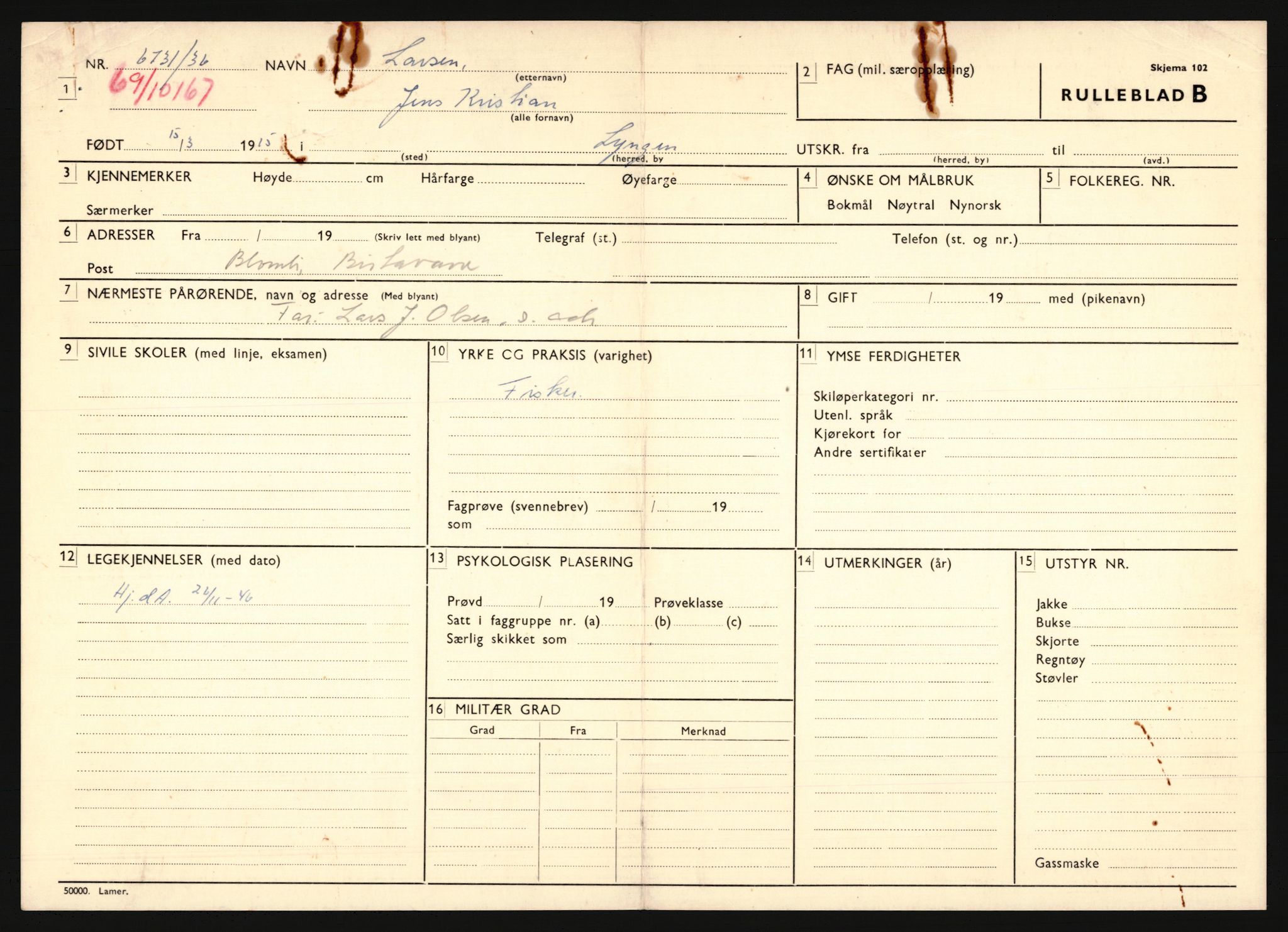 Forsvaret, Troms infanteriregiment nr. 16, AV/RA-RAFA-3146/P/Pa/L0020: Rulleblad for regimentets menige mannskaper, årsklasse 1936, 1936, p. 789