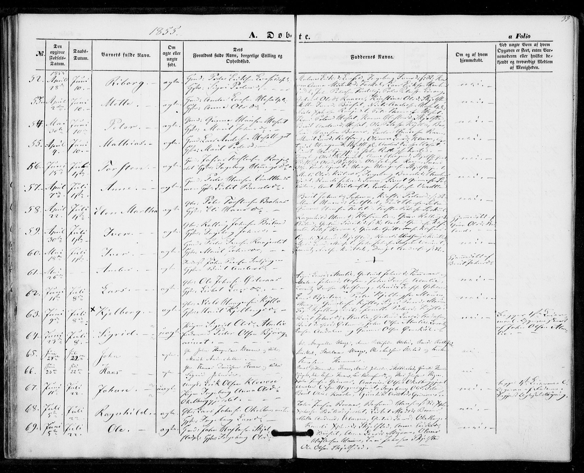Ministerialprotokoller, klokkerbøker og fødselsregistre - Nord-Trøndelag, SAT/A-1458/703/L0028: Parish register (official) no. 703A01, 1850-1862, p. 33