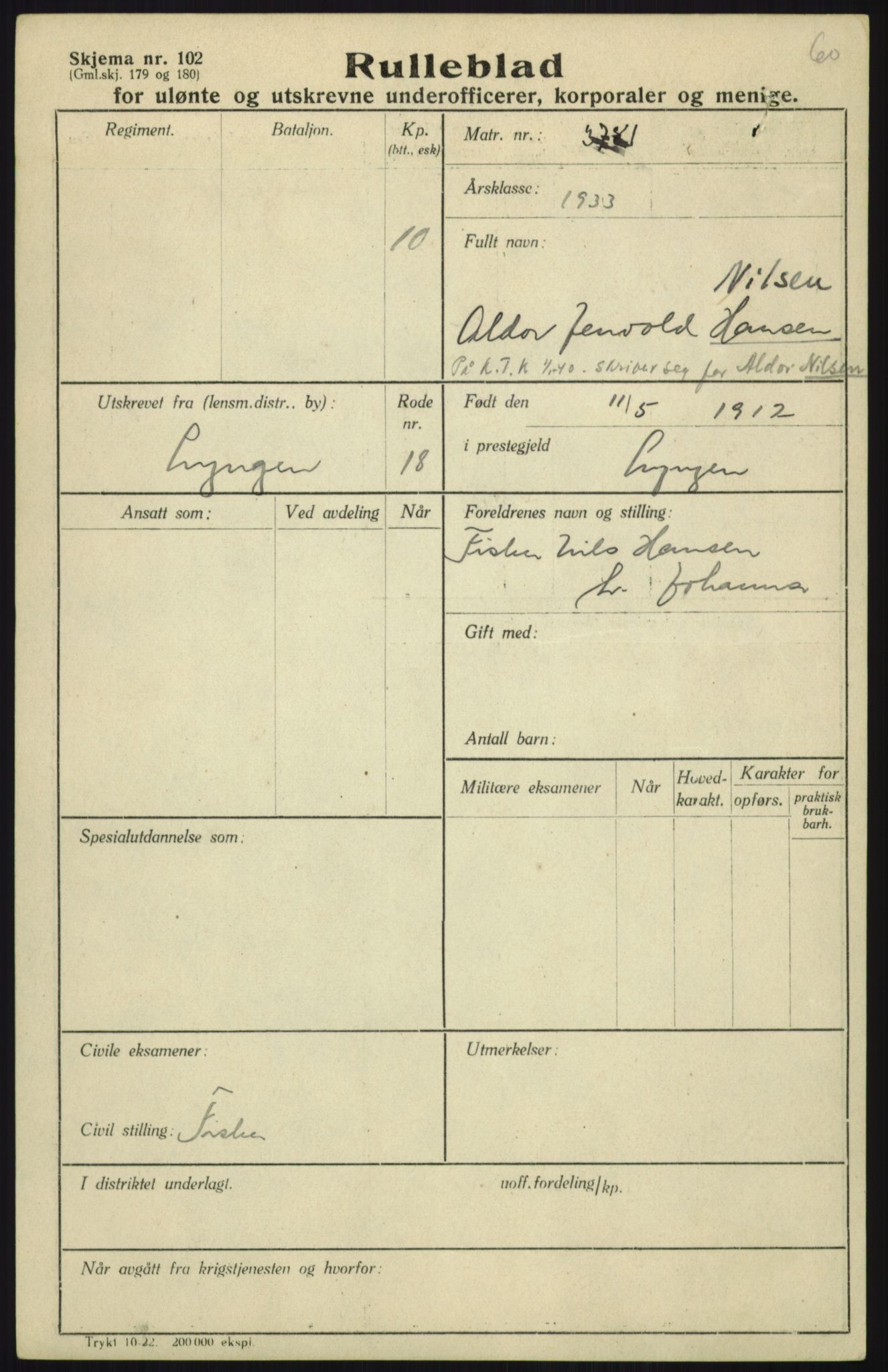 Forsvaret, Troms infanteriregiment nr. 16, AV/RA-RAFA-3146/P/Pa/L0017: Rulleblad for regimentets menige mannskaper, årsklasse 1933, 1933, p. 381