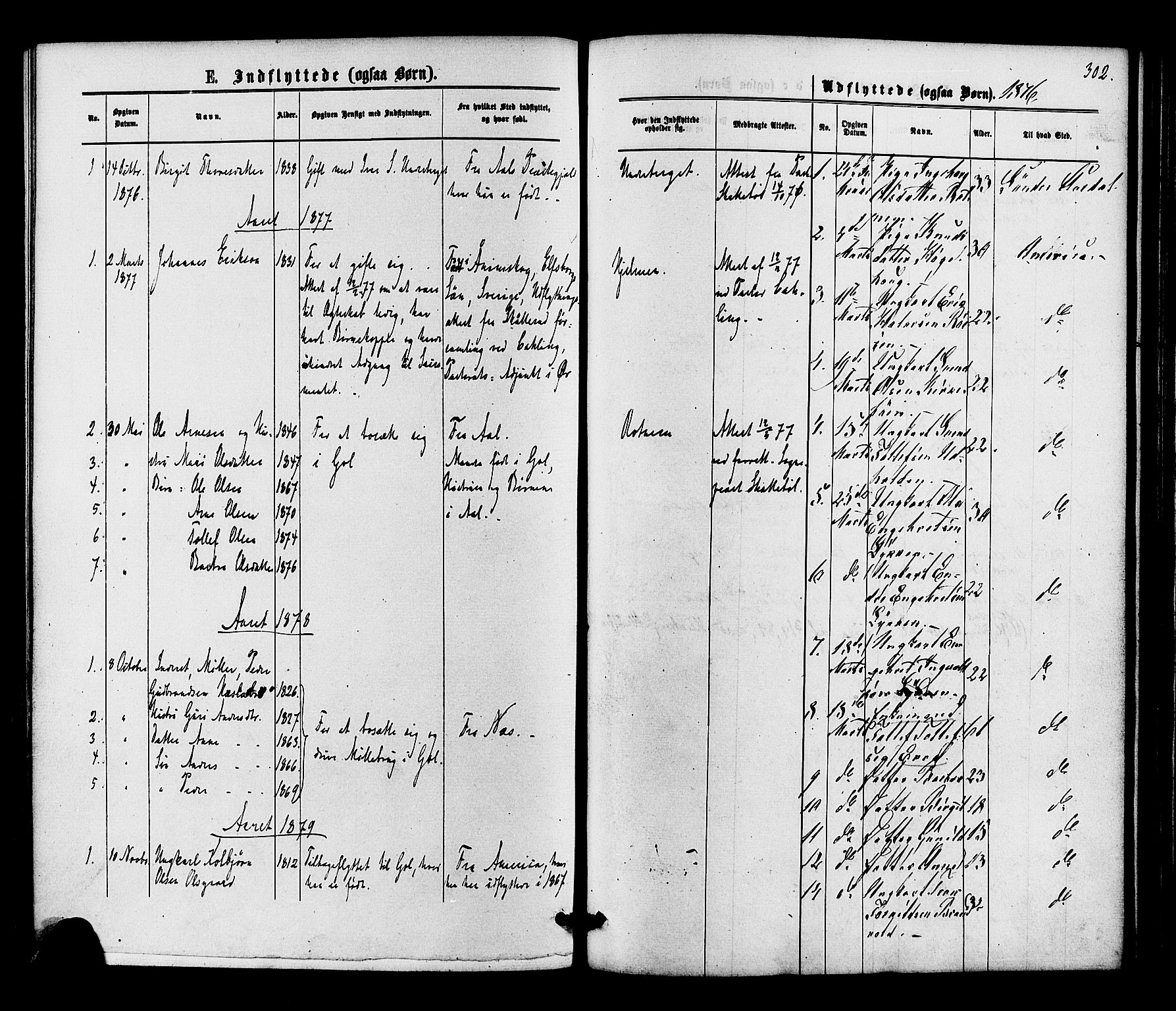 Gol kirkebøker, SAKO/A-226/F/Fa/L0004: Parish register (official) no. I 4, 1876-1886, p. 302