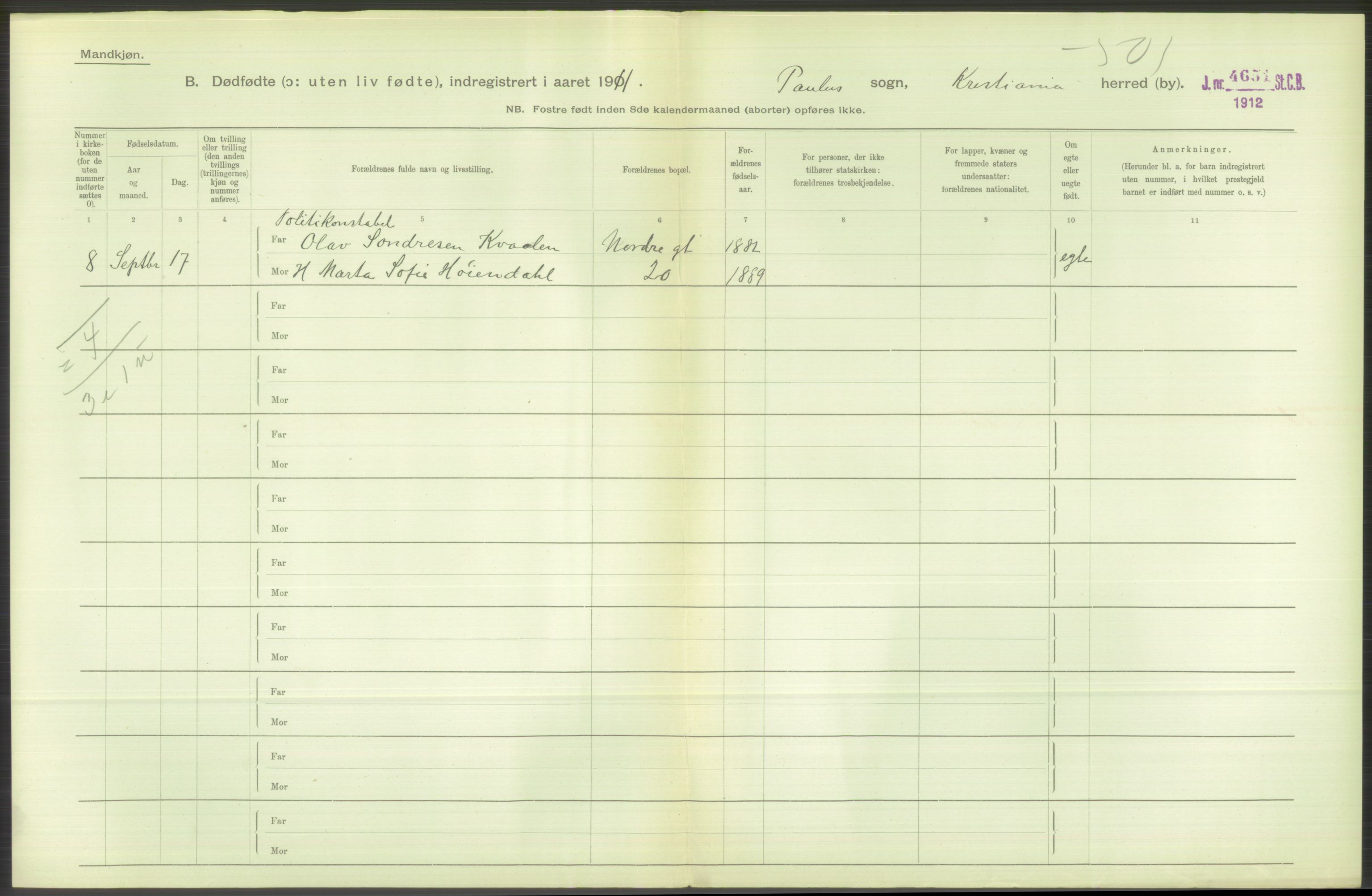 Statistisk sentralbyrå, Sosiodemografiske emner, Befolkning, RA/S-2228/D/Df/Dfb/Dfba/L0010: Kristiania: Døde kvinner samt dødfødte., 1911, p. 68