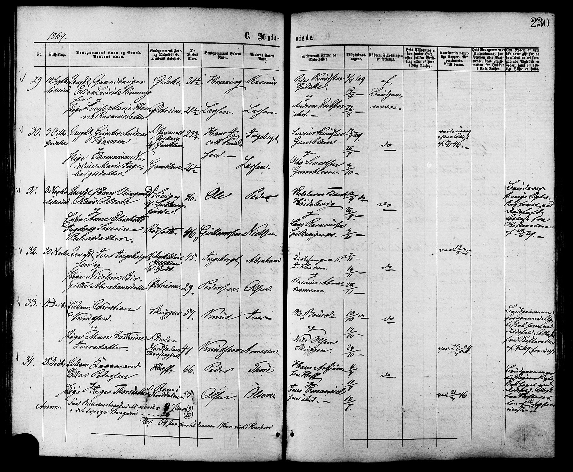Ministerialprotokoller, klokkerbøker og fødselsregistre - Møre og Romsdal, SAT/A-1454/528/L0399: Parish register (official) no. 528A10, 1864-1879, p. 230