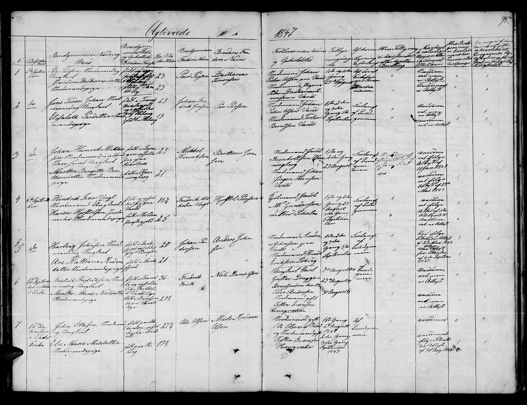 Vardø sokneprestkontor, SATØ/S-1332/H/Hb/L0001klokker: Parish register (copy) no. 1, 1844-1861, p. 98