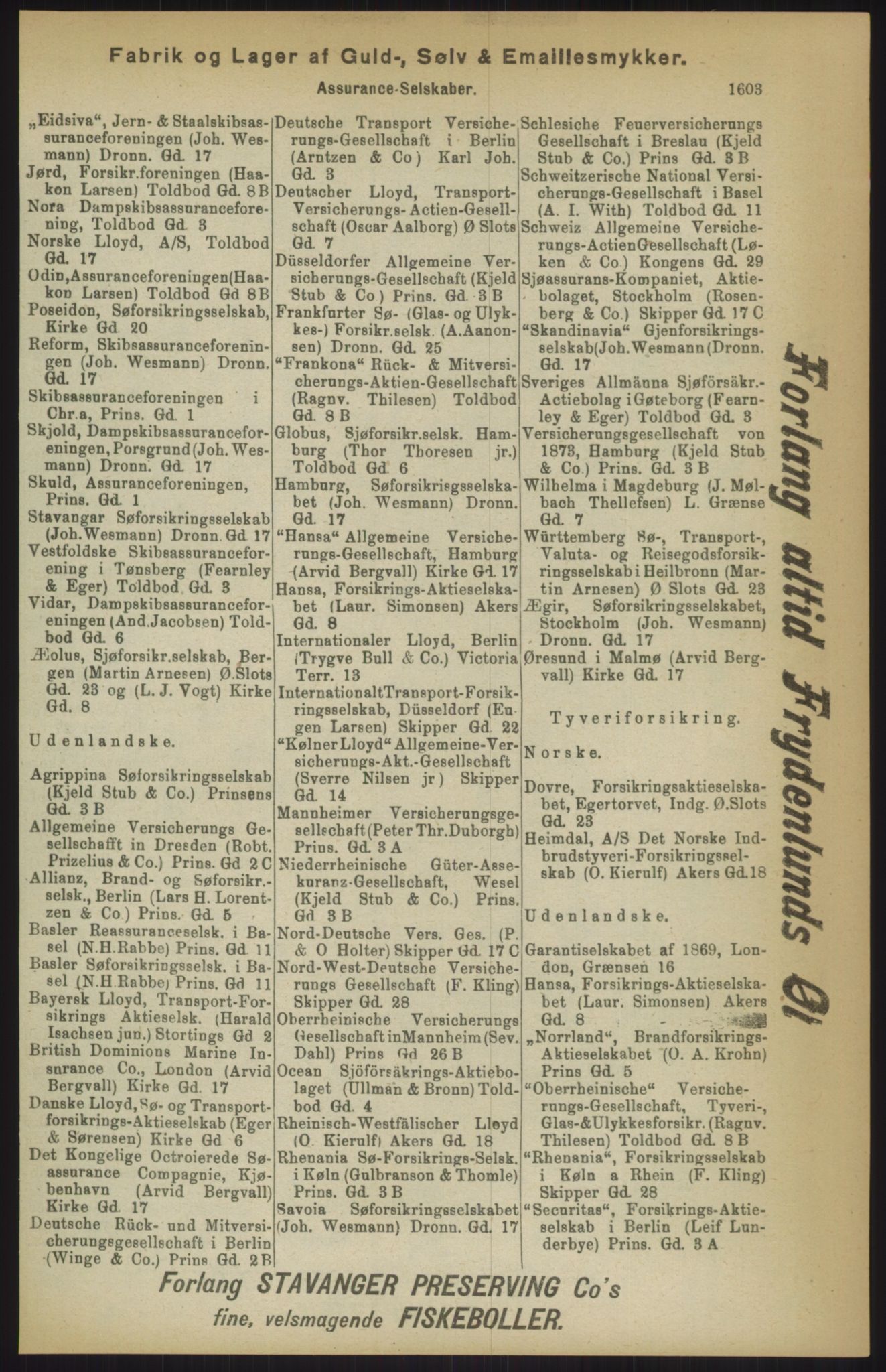 Kristiania/Oslo adressebok, PUBL/-, 1911, p. 1603