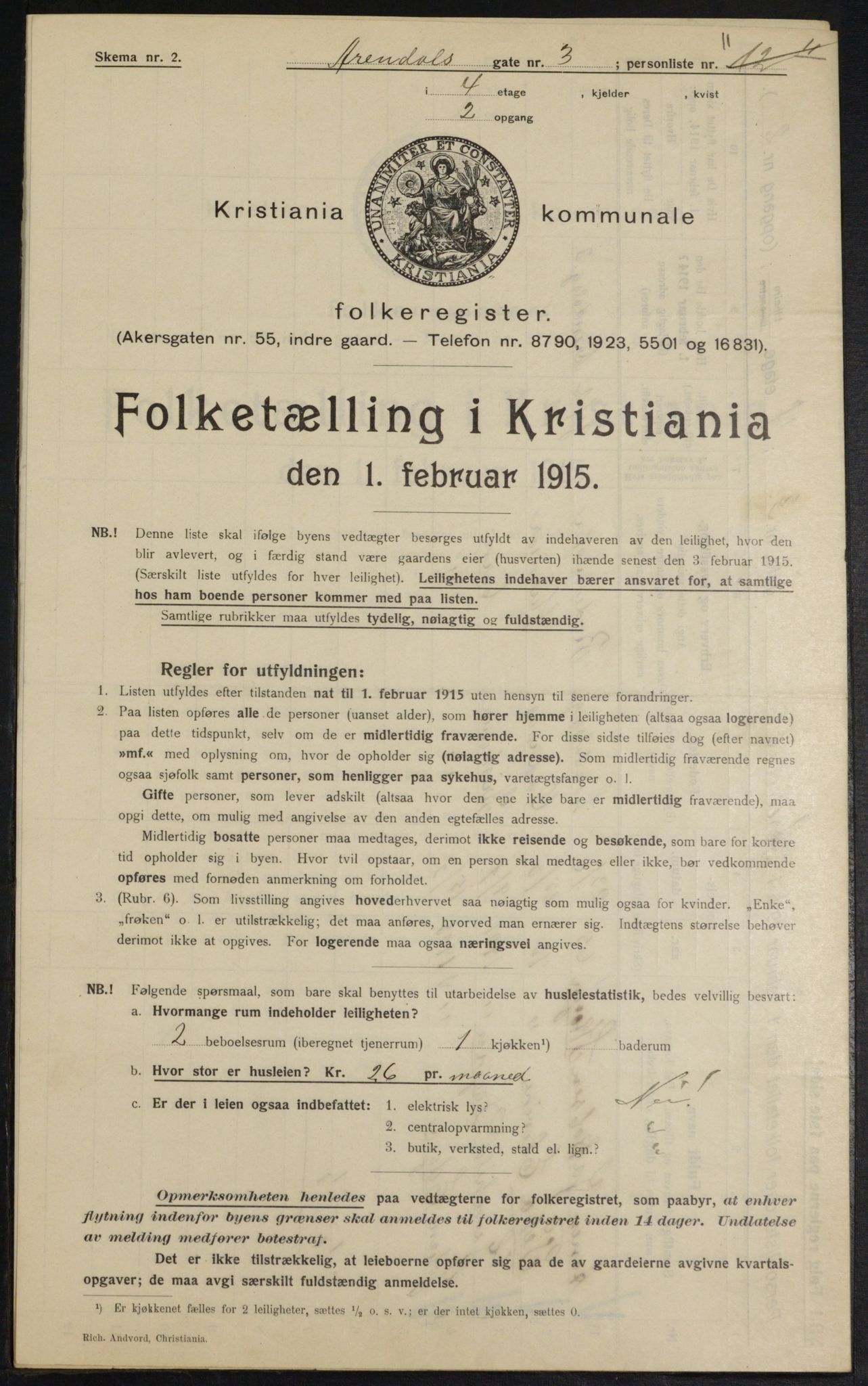 OBA, Municipal Census 1915 for Kristiania, 1915, p. 2214