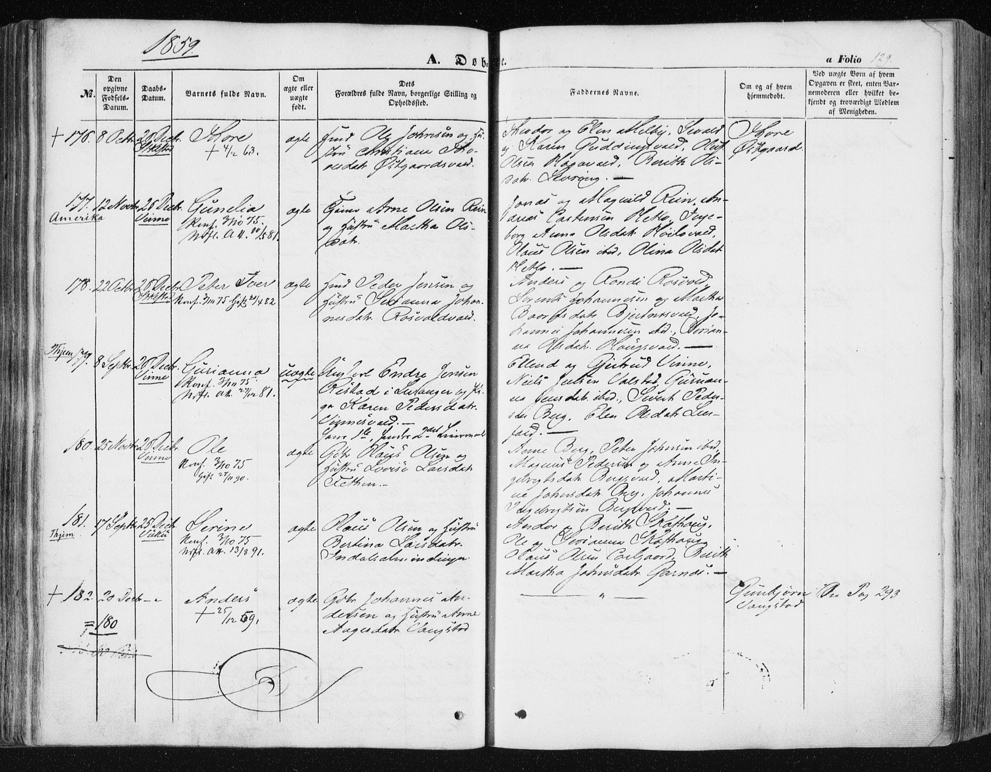 Ministerialprotokoller, klokkerbøker og fødselsregistre - Nord-Trøndelag, SAT/A-1458/723/L0240: Parish register (official) no. 723A09, 1852-1860, p. 129