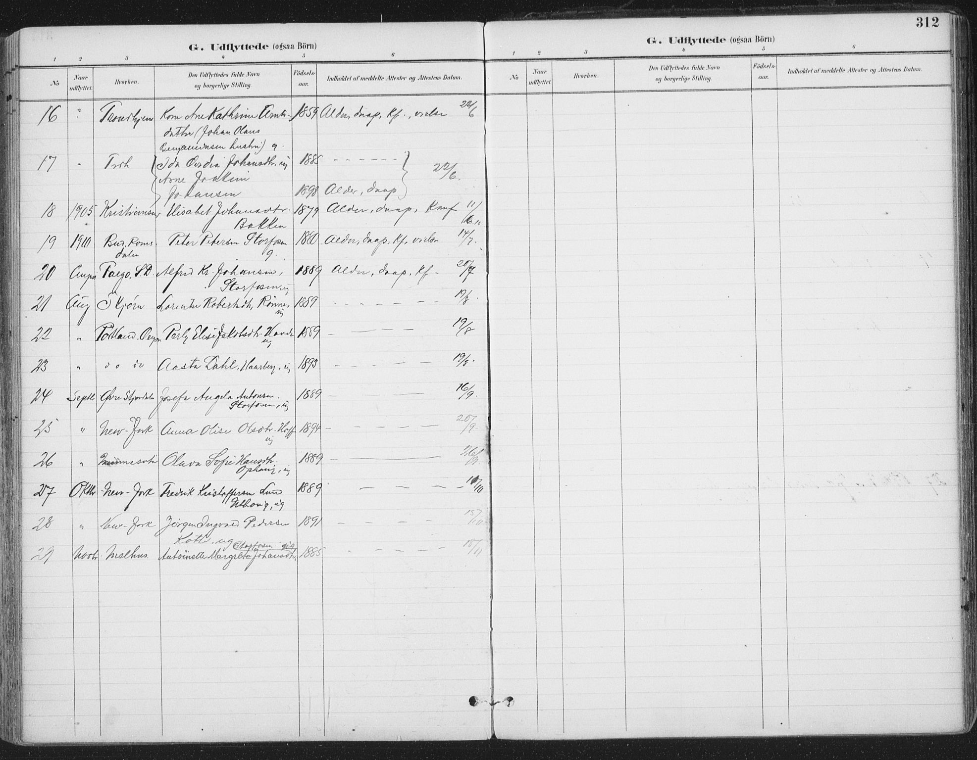 Ministerialprotokoller, klokkerbøker og fødselsregistre - Sør-Trøndelag, SAT/A-1456/659/L0743: Parish register (official) no. 659A13, 1893-1910, p. 312