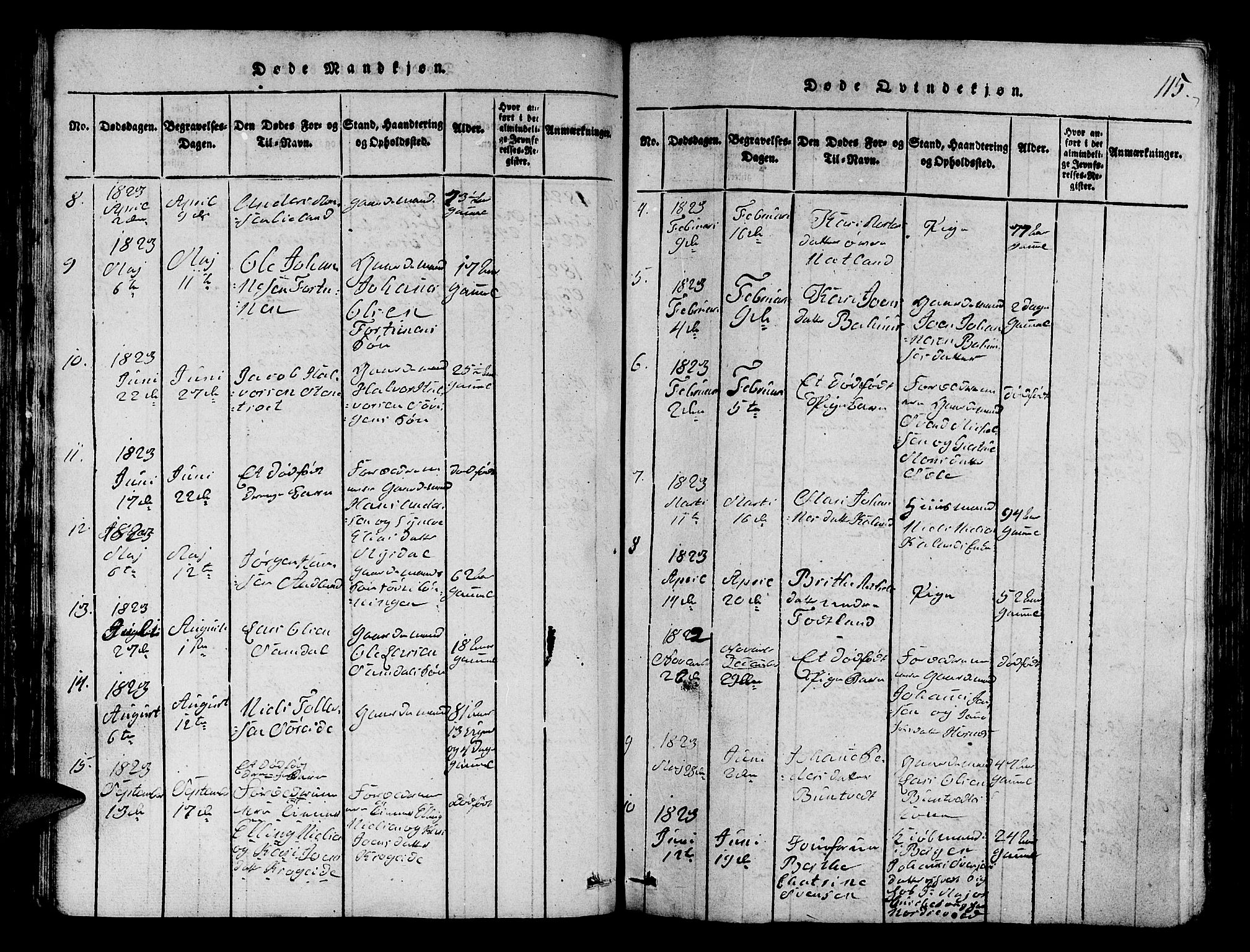 Fana Sokneprestembete, SAB/A-75101/H/Hab/Haba/L0001: Parish register (copy) no. A 1, 1816-1836, p. 115