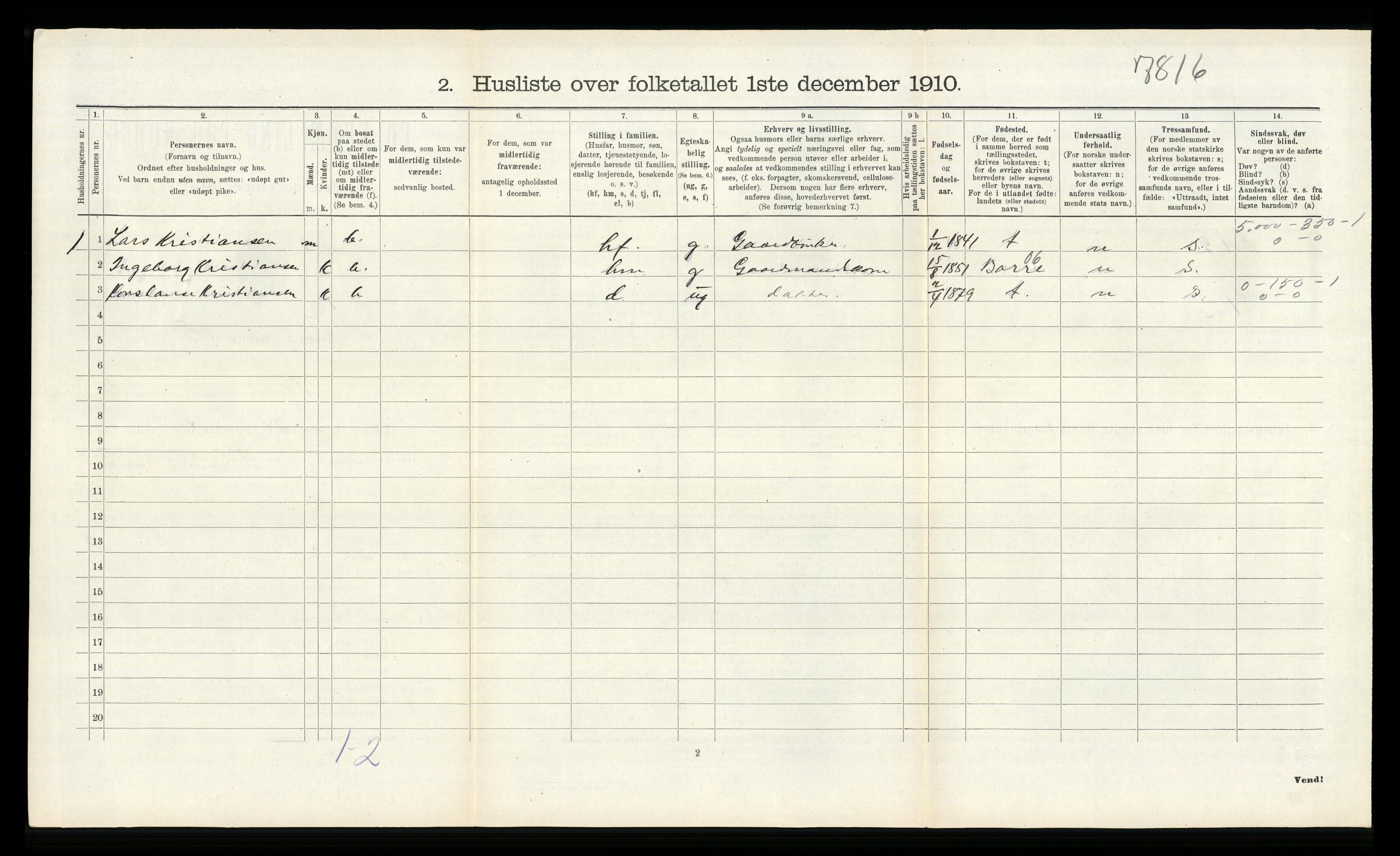 RA, 1910 census for Sem, 1910, p. 813