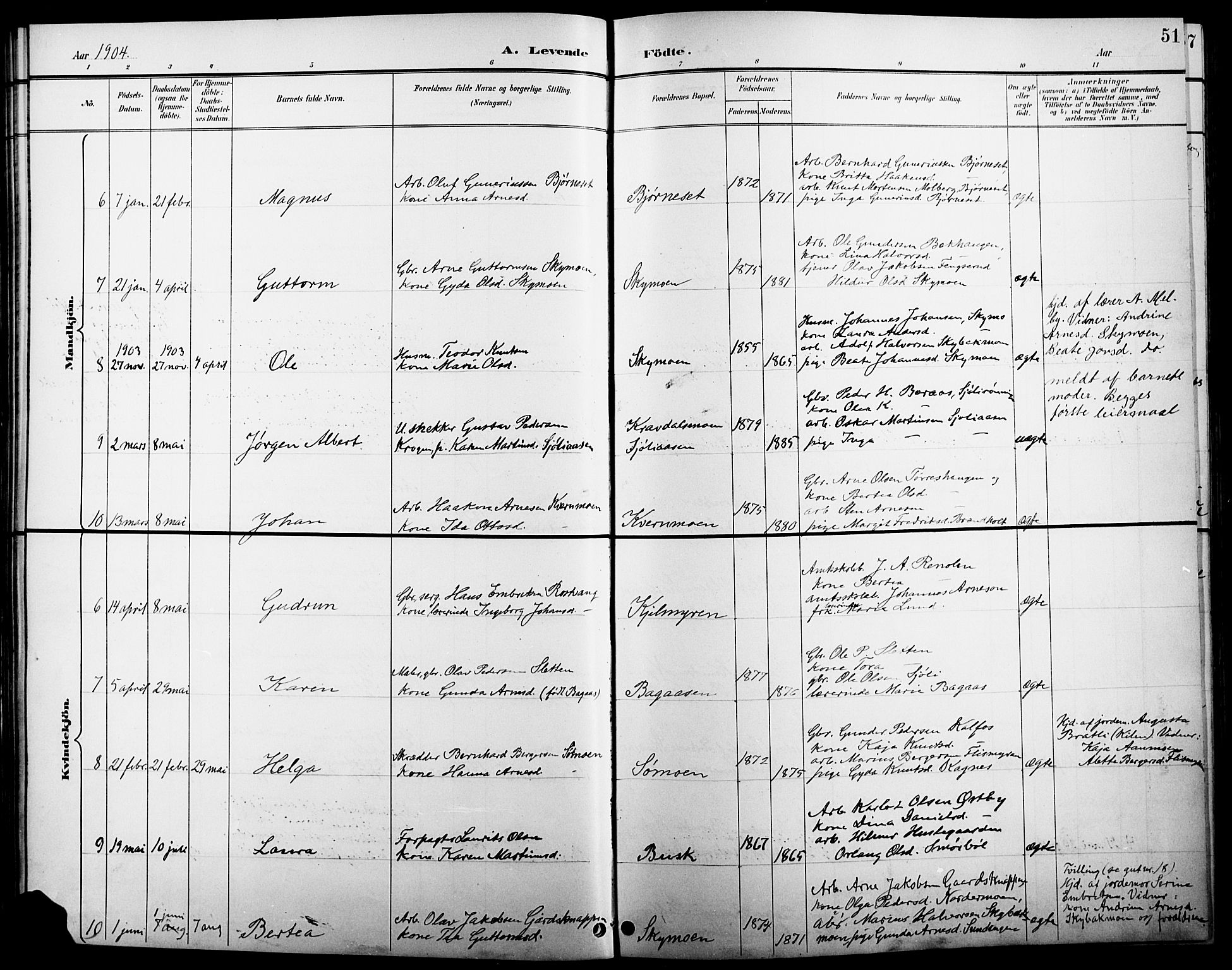 Åsnes prestekontor, AV/SAH-PREST-042/H/Ha/Hab/L0005: Parish register (copy) no. 5, 1895-1920, p. 51