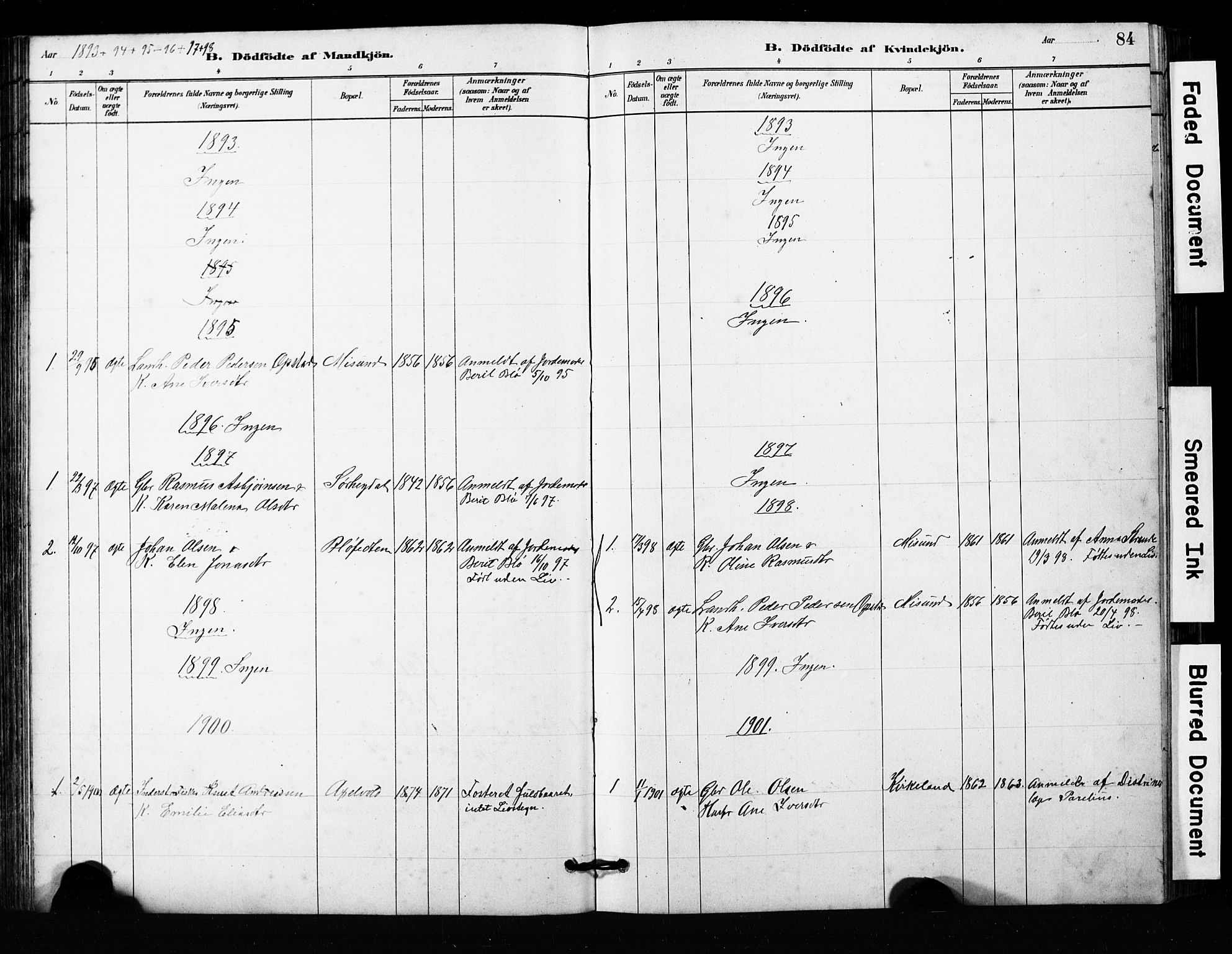 Ministerialprotokoller, klokkerbøker og fødselsregistre - Møre og Romsdal, SAT/A-1454/563/L0737: Parish register (copy) no. 563C01, 1878-1916, p. 84