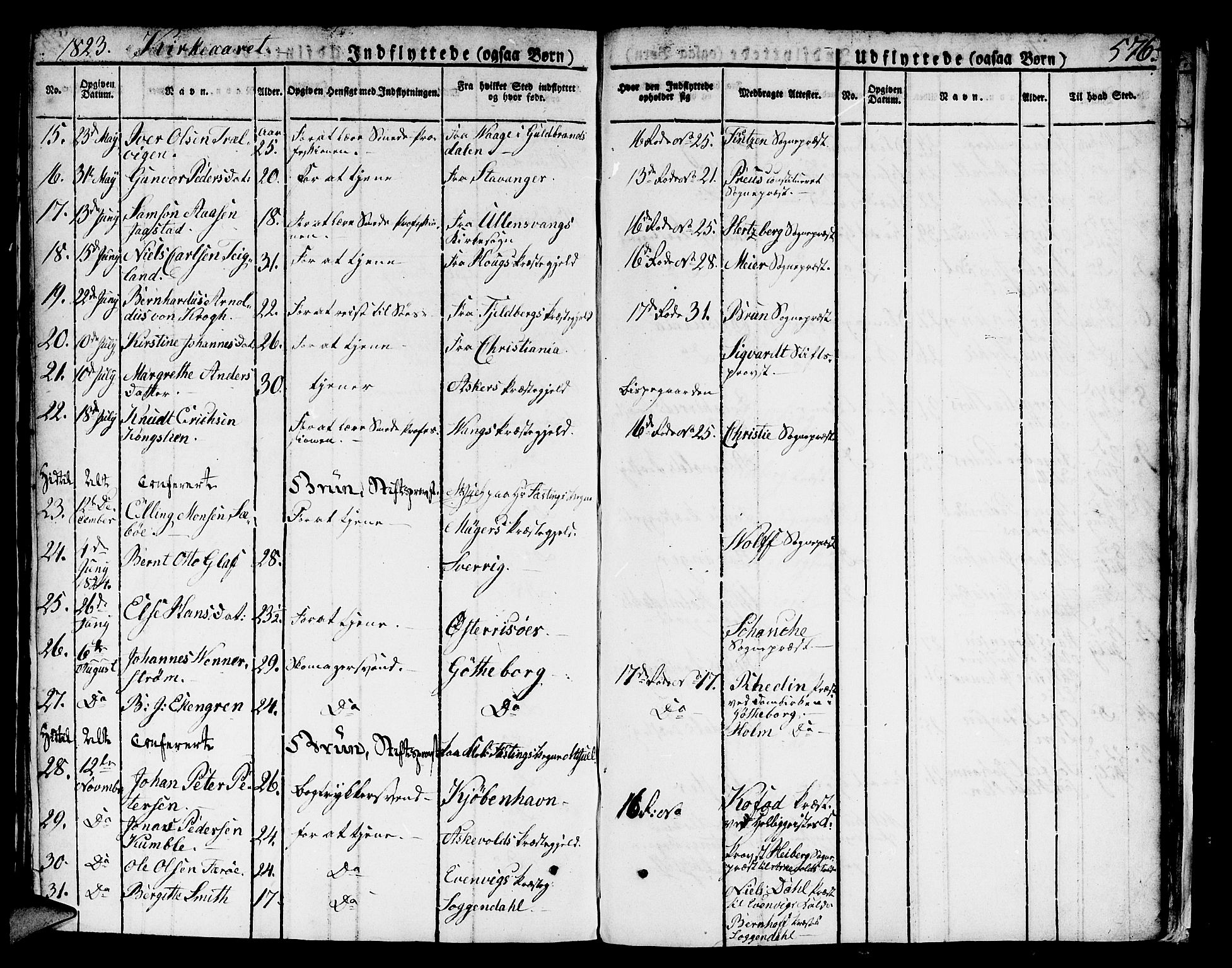 Domkirken sokneprestembete, SAB/A-74801/H/Hab/L0002: Parish register (copy) no. A 2, 1821-1839, p. 576