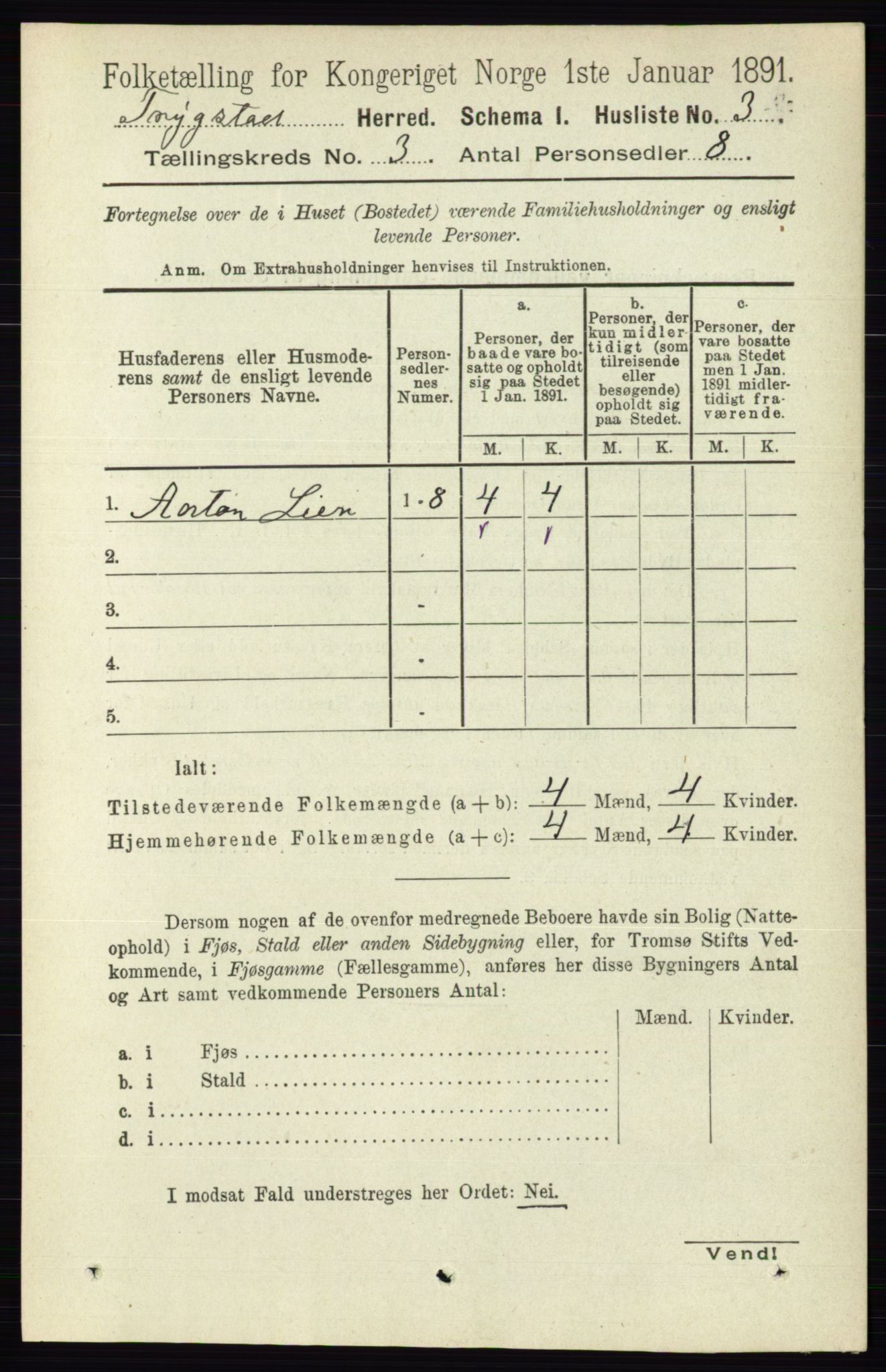 RA, 1891 Census for 0122 Trøgstad, 1891, p. 1046