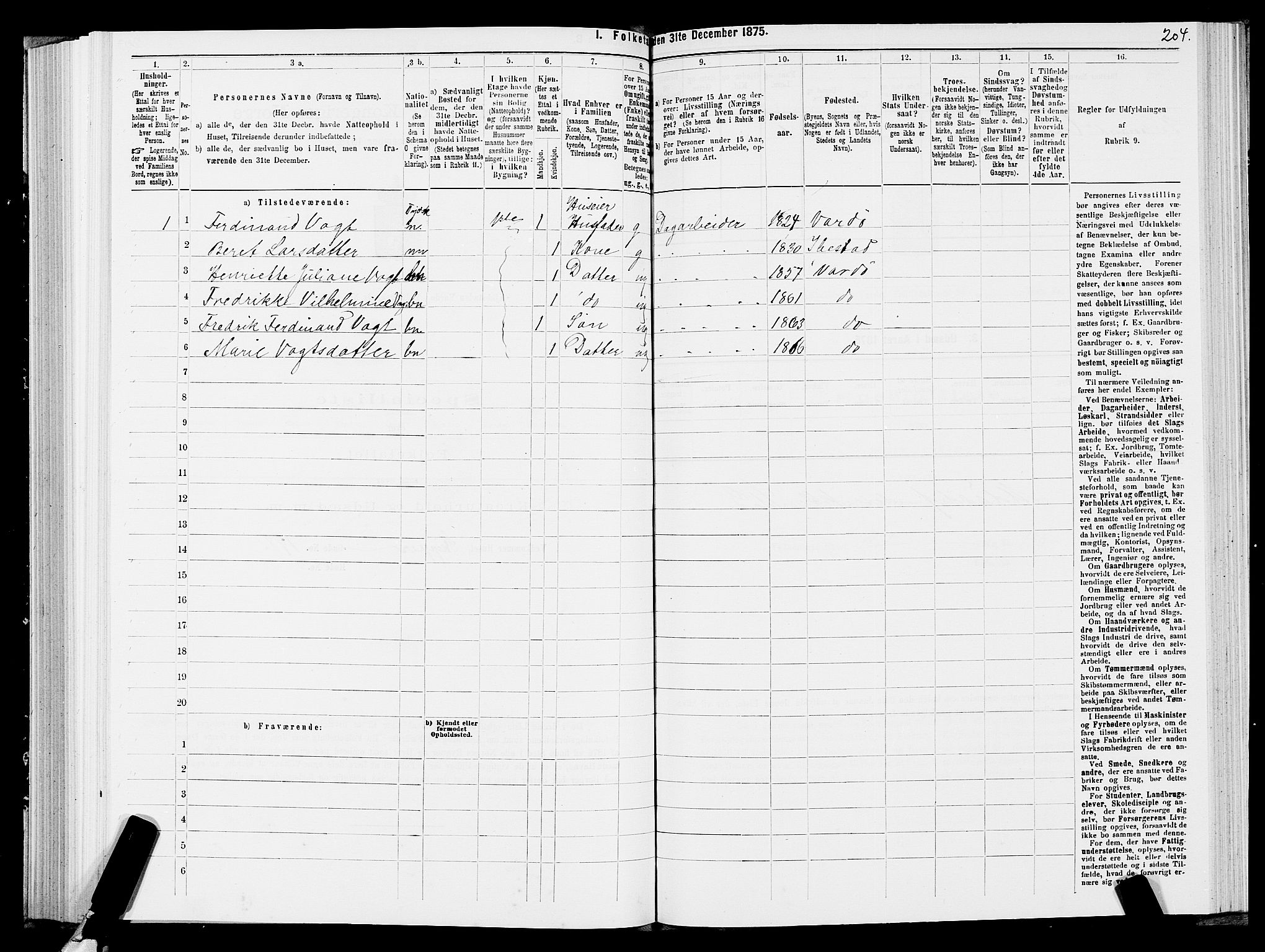 SATØ, 1875 census for 2002B Vardø/Vardø, 1875, p. 1204