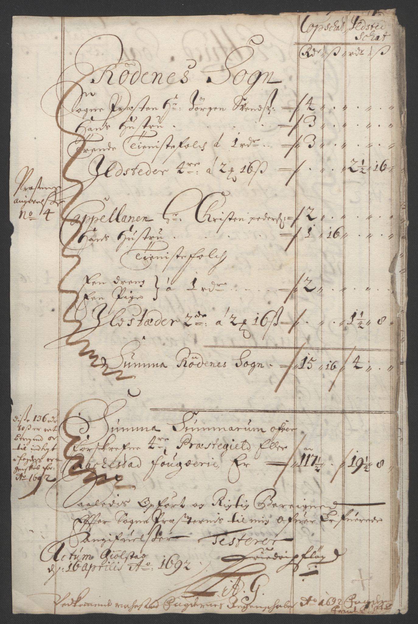 Rentekammeret inntil 1814, Reviderte regnskaper, Fogderegnskap, AV/RA-EA-4092/R05/L0278: Fogderegnskap Rakkestad, 1691-1693, p. 310