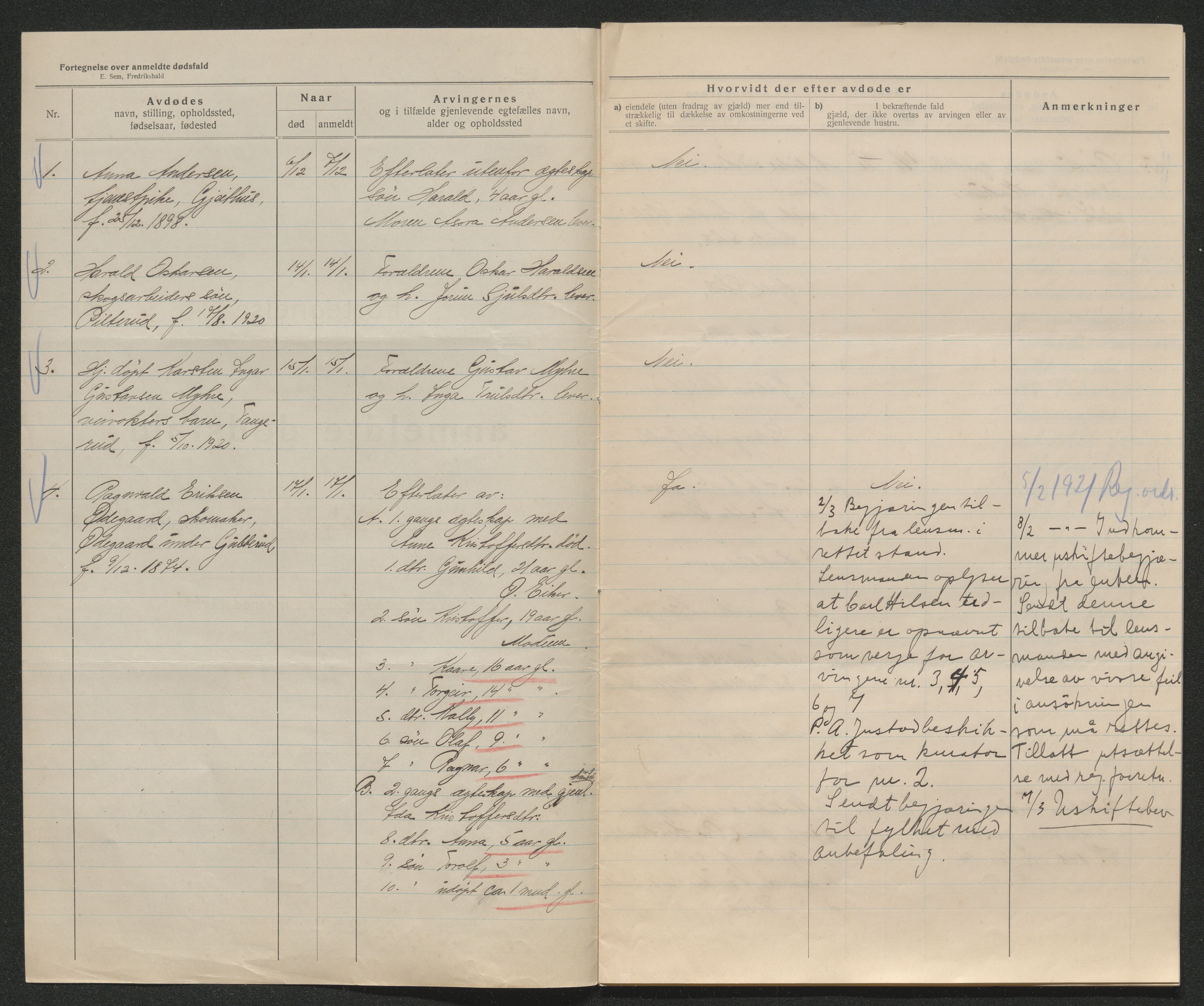 Eiker, Modum og Sigdal sorenskriveri, AV/SAKO-A-123/H/Ha/Hab/L0040: Dødsfallsmeldinger, 1920-1921, p. 985