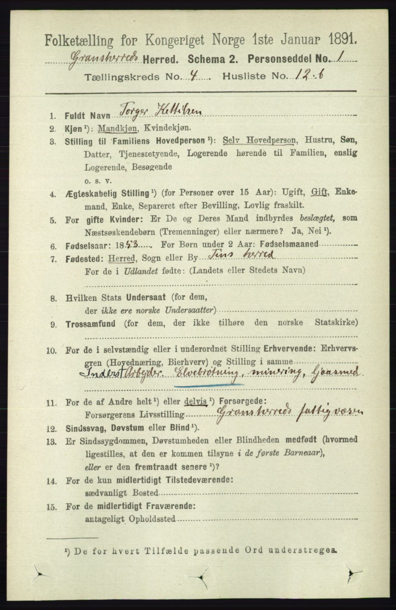 RA, 1891 census for 0824 Gransherad, 1891, p. 759