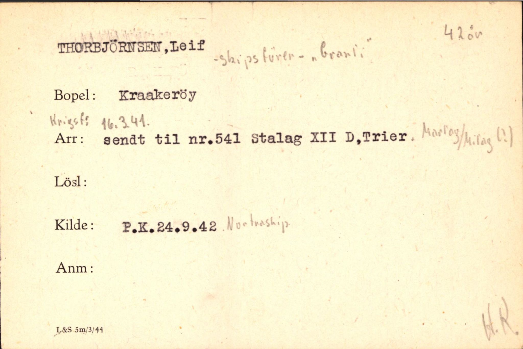 Forsvaret, Forsvarets krigshistoriske avdeling, AV/RA-RAFA-2017/Y/Yf/L0200: II-C-11-2102  -  Norske krigsfanger i Tyskland, 1940-1945, p. 1060