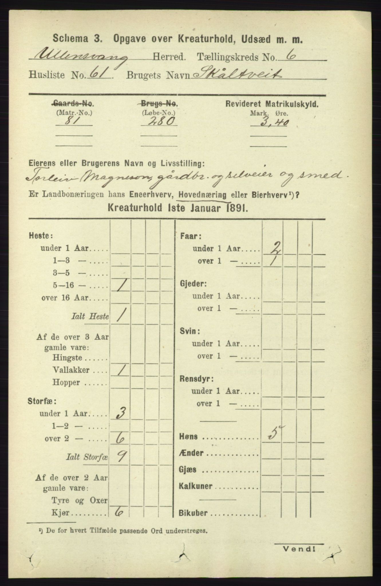 RA, 1891 census for 1230 Ullensvang, 1891, p. 7328