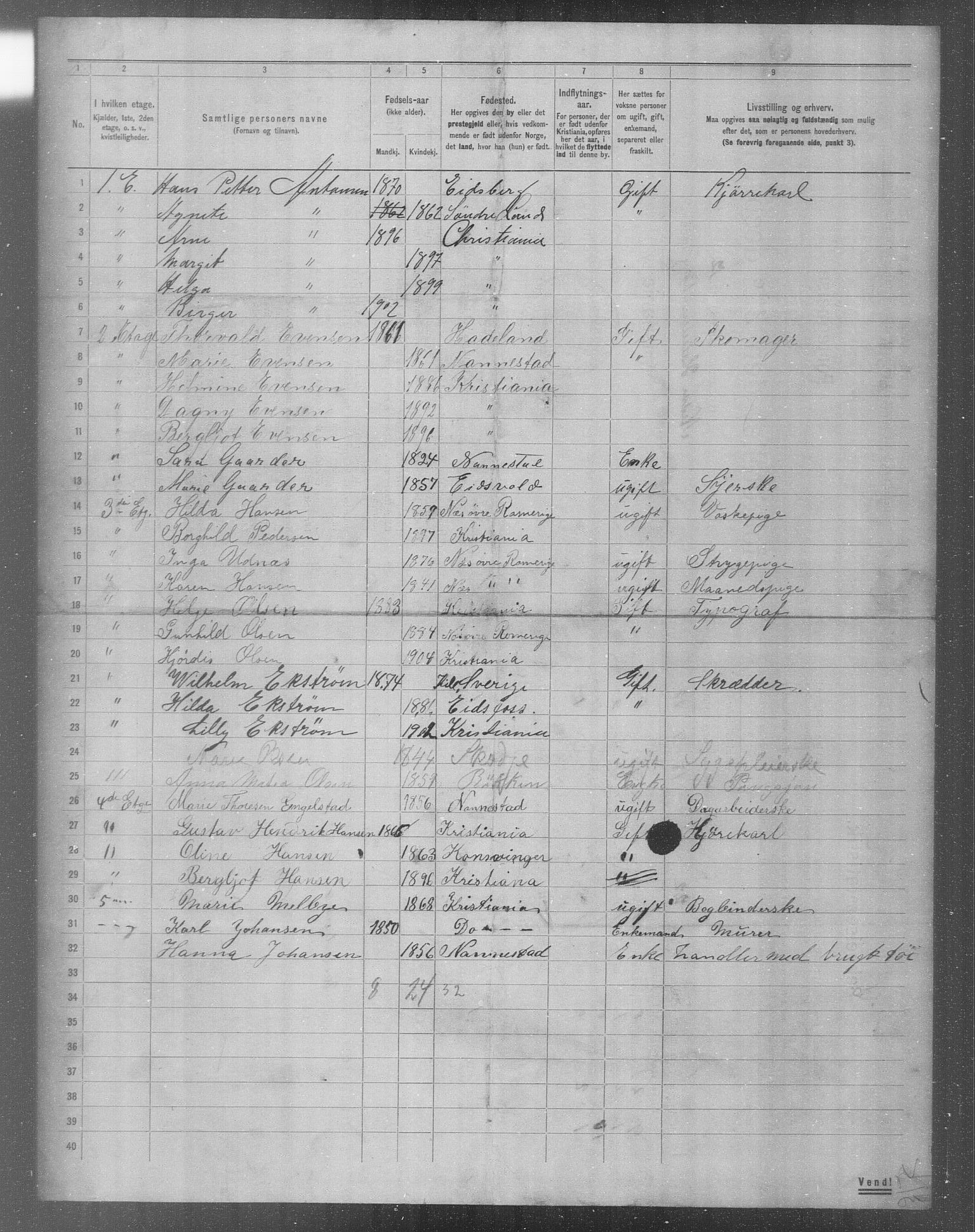 OBA, Municipal Census 1904 for Kristiania, 1904, p. 13251